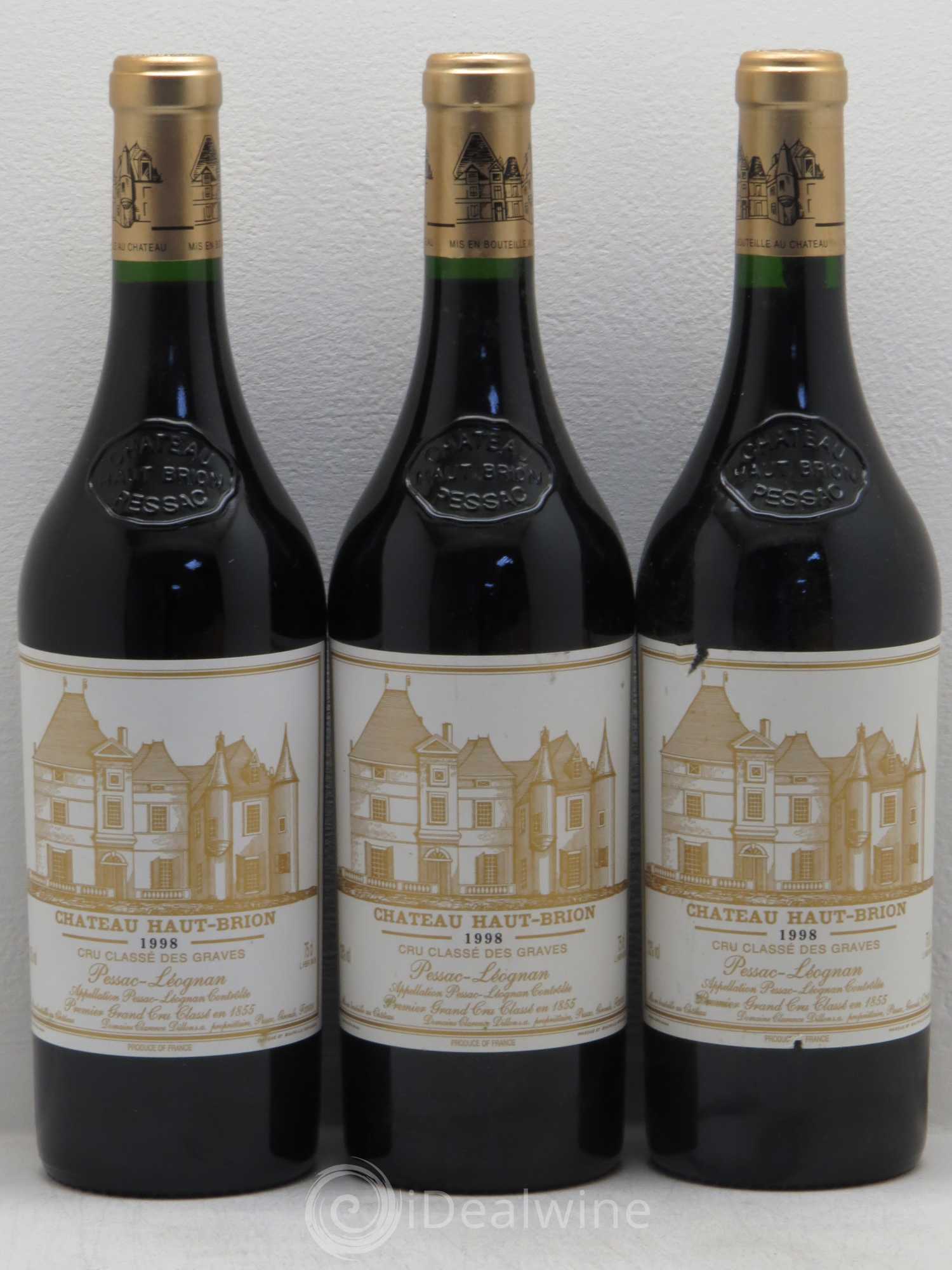 Château Haut Brion 1er Grand Cru Classé 1998 - Lot de 3 bouteilles - 0