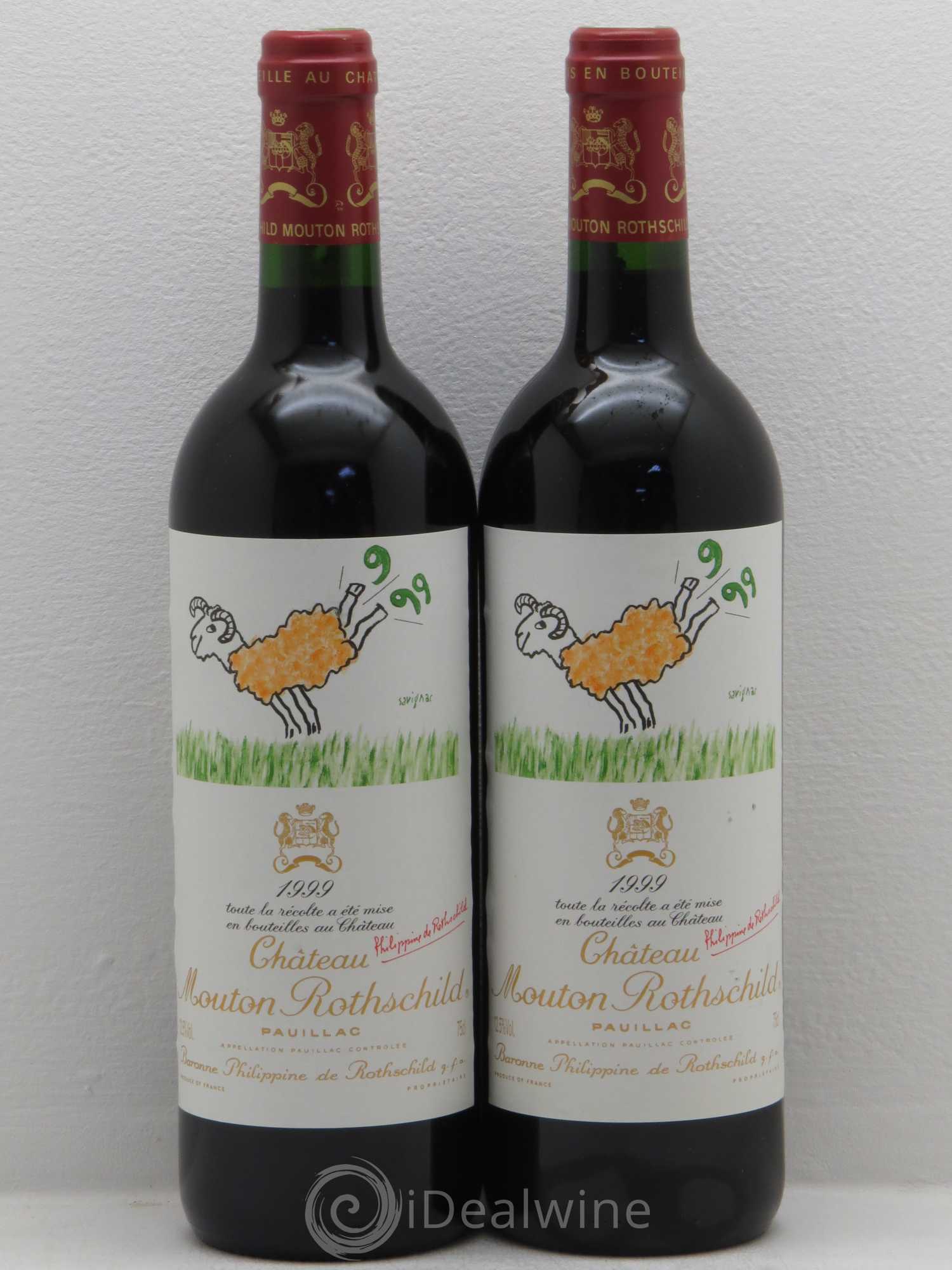 Château Mouton Rothschild 1er Grand Cru Classé 1999 - Lot de 2 bouteilles - 0