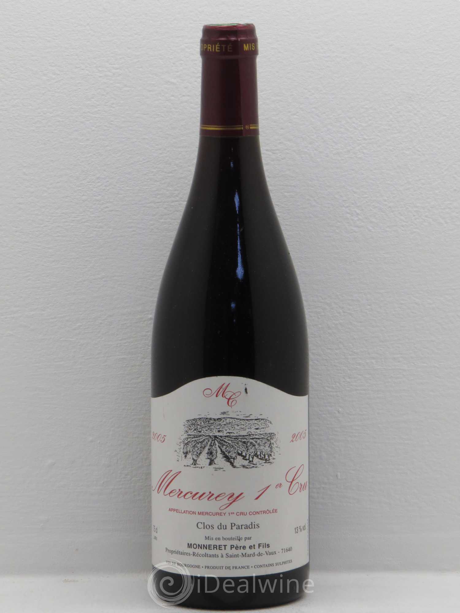 Mercurey 1er Cru Clos du Paradis Domaine Monneret 2005 - Posten von 1 Flasche - 0
