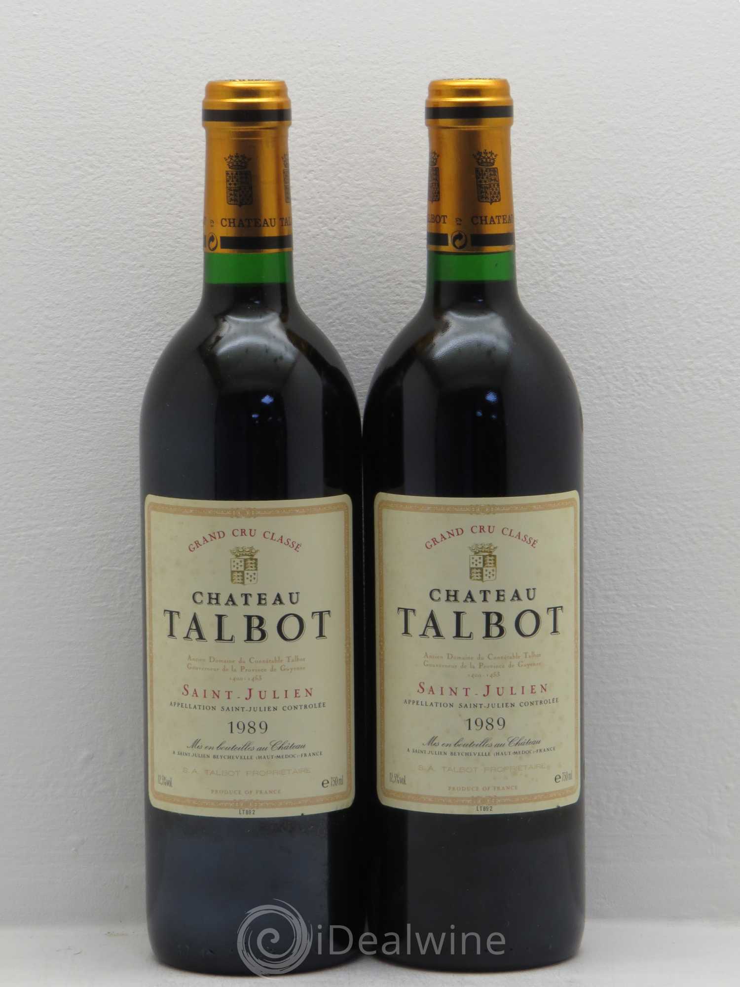 Château Talbot 4ème Grand Cru Classé 1989 - Lot de 2 bouteilles - 0