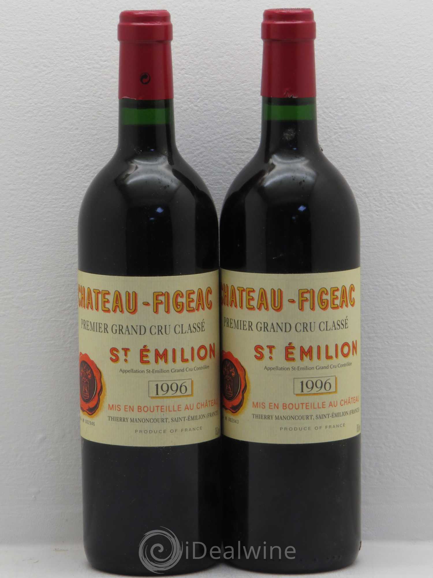 Château Figeac 1er Grand Cru Classé A 1996 - Lot de 2 bouteilles - 0