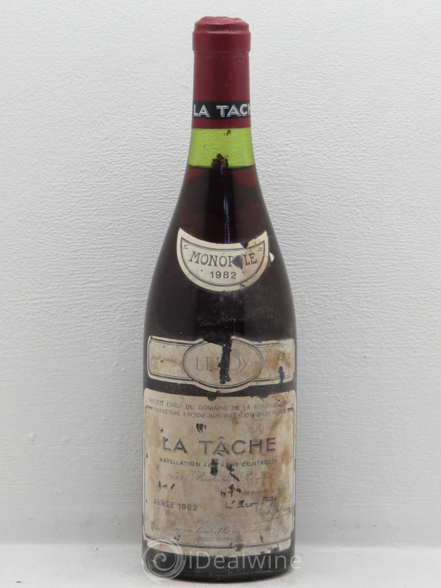 La Tâche Grand Cru Domaine de la Romanée-Conti 1982 - Lot de 1 bouteille - 0