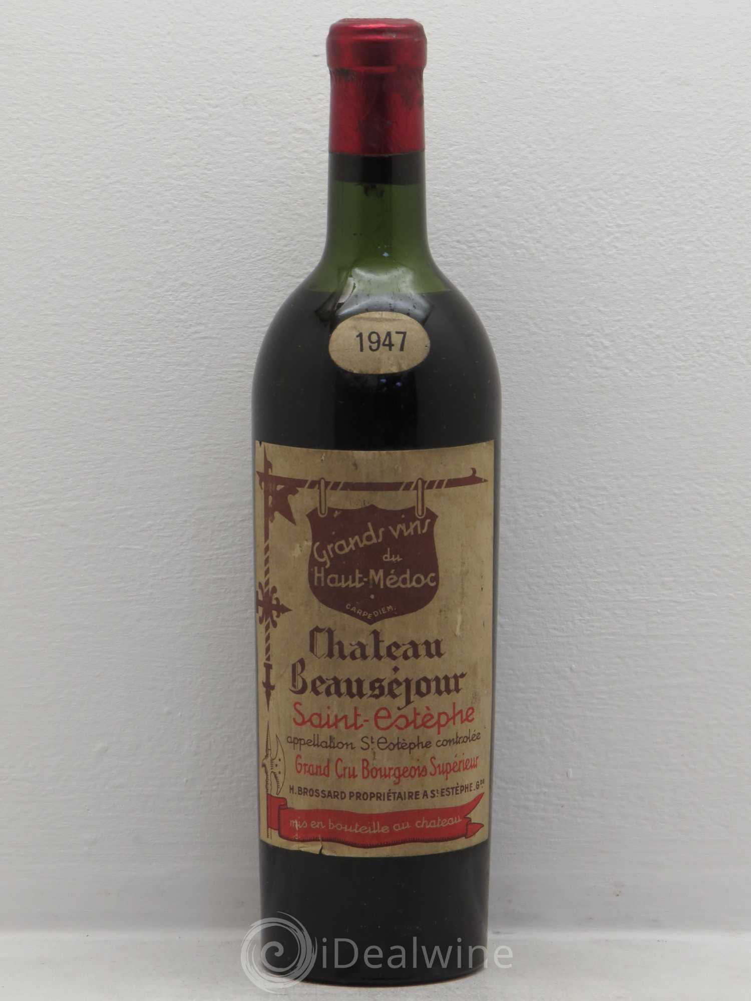 Saint-Estèphe Château Beauséjour 1947 - Lot de 1 bouteille - 0