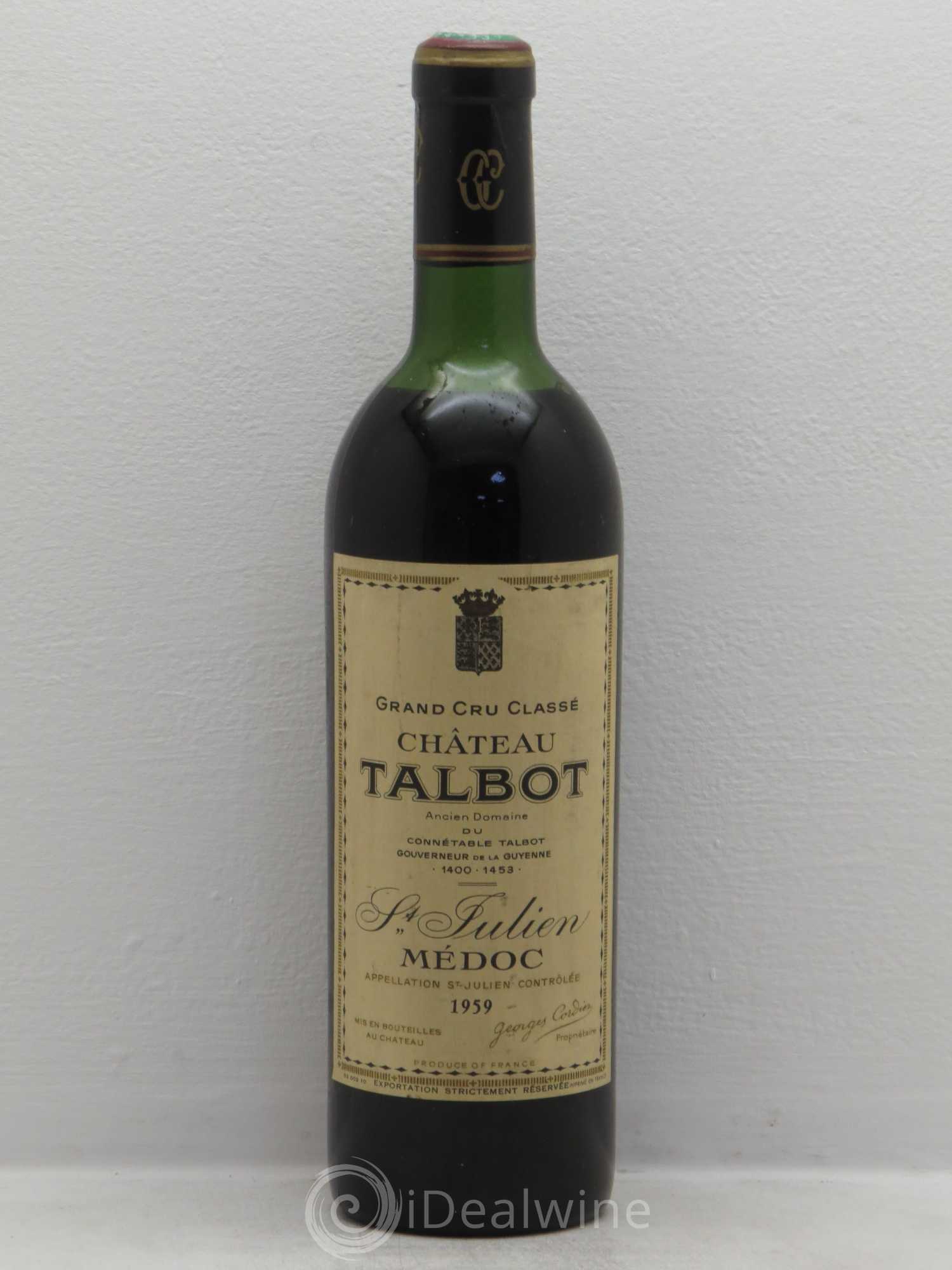 Château Talbot 4ème Grand Cru Classé 1959 - Lot de 1 bouteille - 0