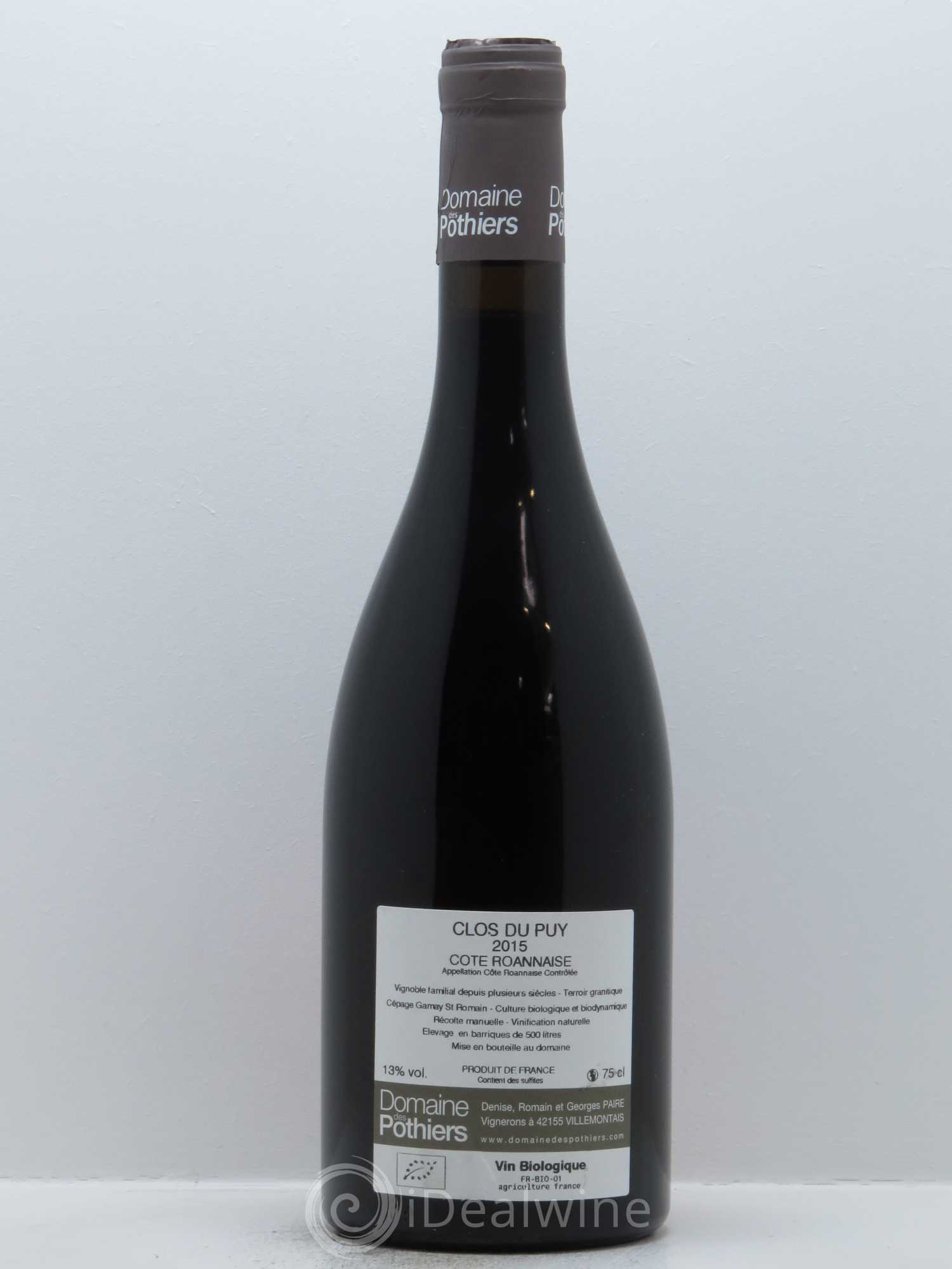 Côte Roannaise Clos du Puy Domaine des Pothiers 2015 - Lot de 1 bouteille - 1