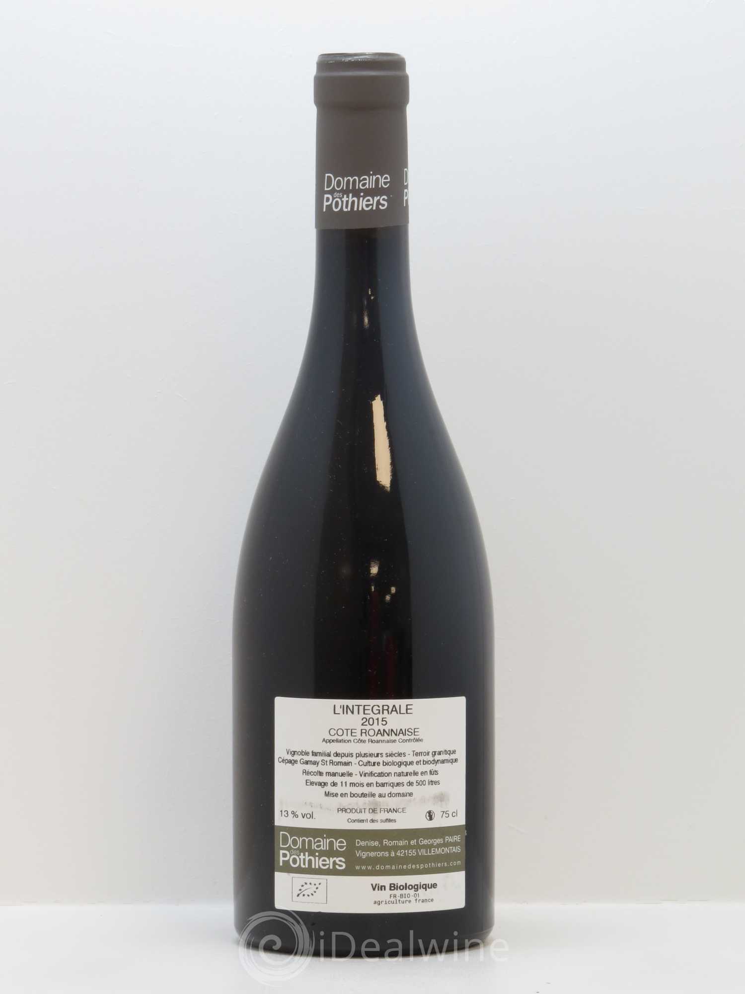 Côte Roannaise L'Intégrale Domaine des Pothiers 2015 - Lot de 1 bouteille - 1