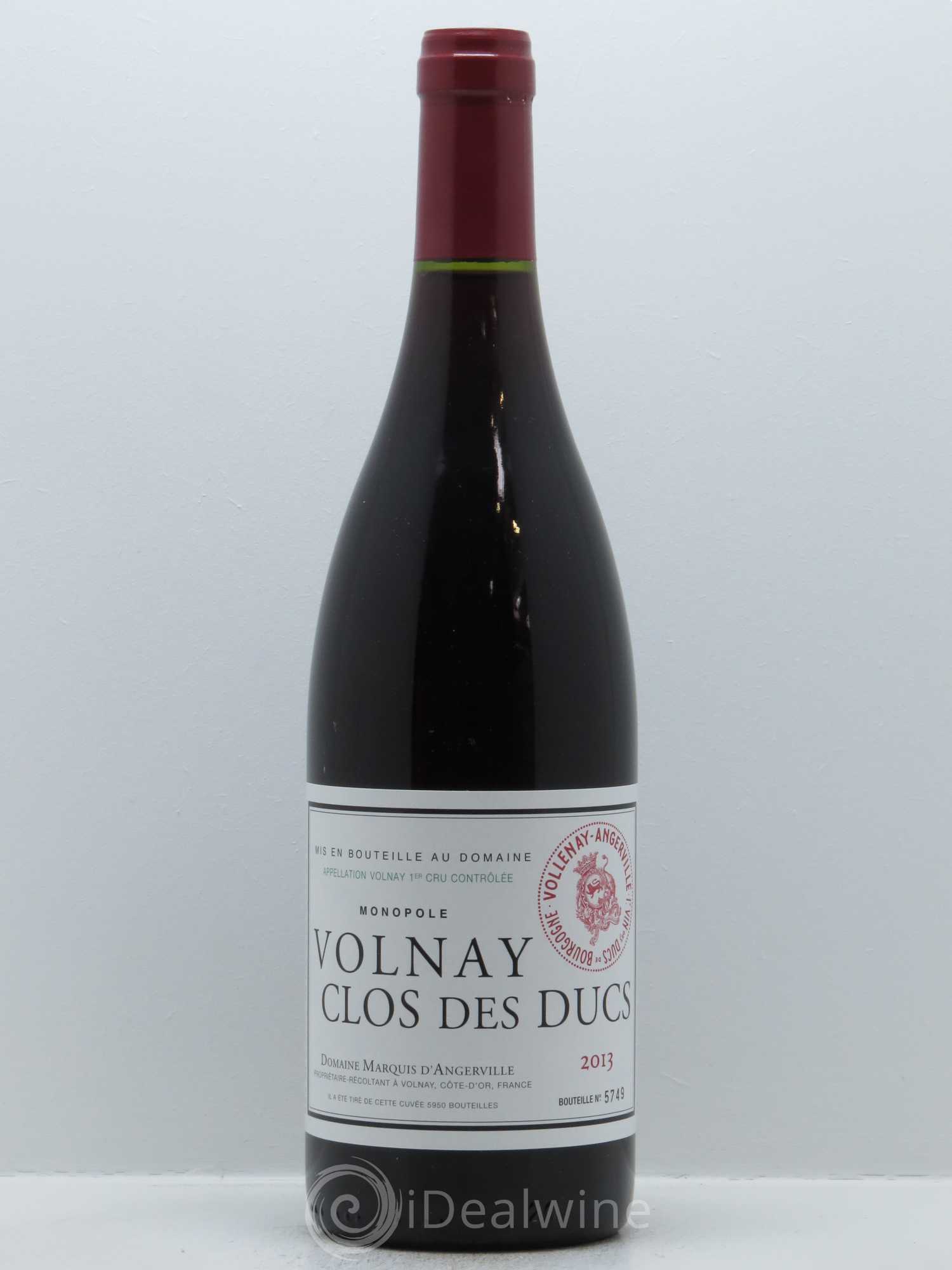 Volnay 1er Cru Clos des Ducs Marquis d'Angerville (Domaine) 2013 - Lot de 1 bouteille - 0