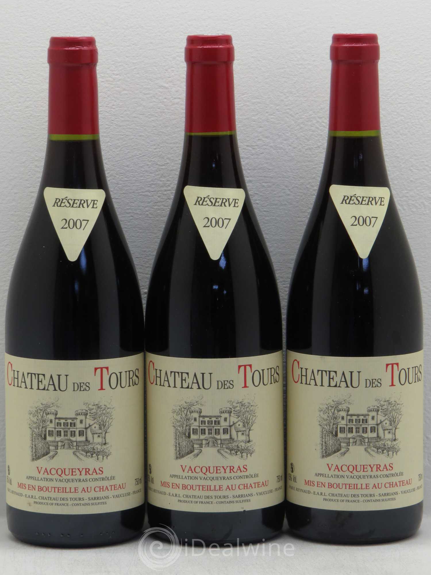 Vacqueyras Château des Tours Emmanuel Reynaud 2007 - Lot de 3 bouteilles - 0
