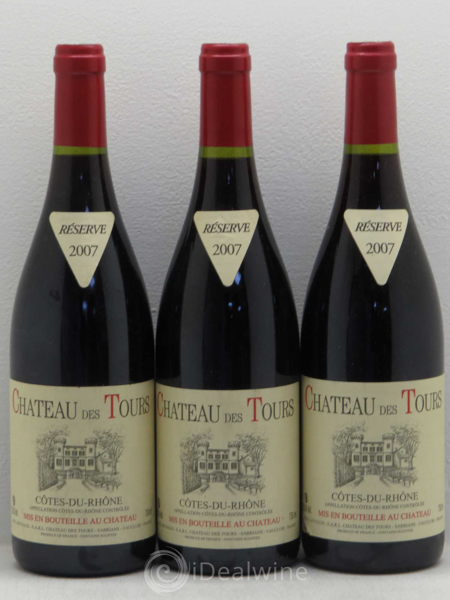 Côtes-du-Rhône Château des Tours Emmanuel Reynaud 2007 - Lot de 3 bouteilles - 0