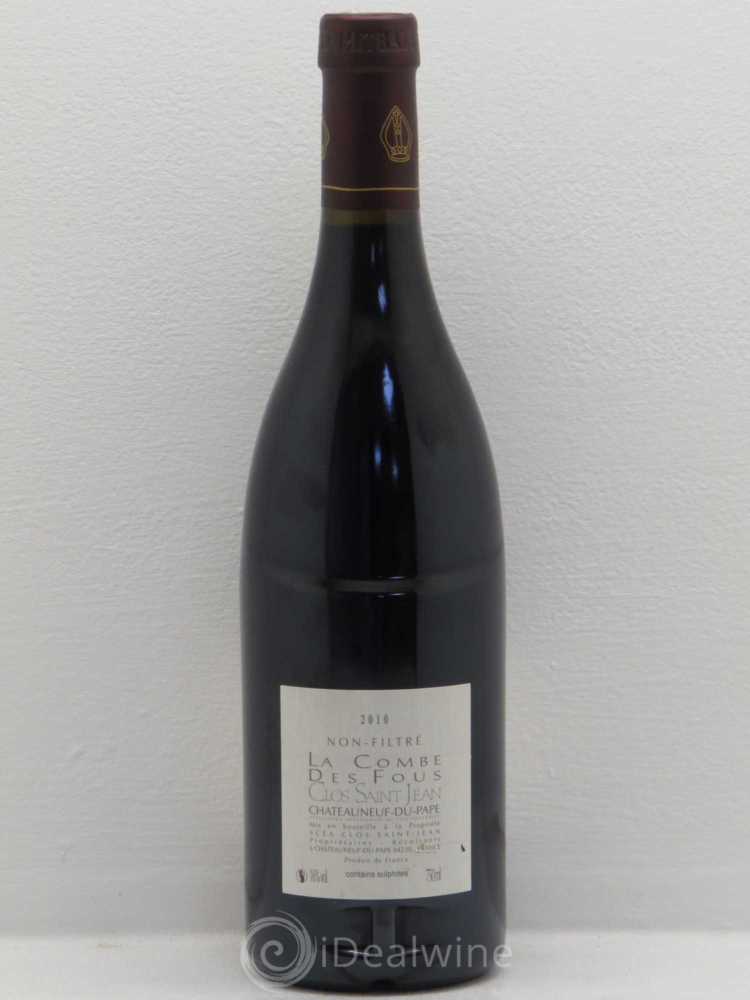 Châteauneuf-du-Pape Clos Saint-Jean La Combe des Fous Pascal et Vincent Maurel 2010 - Lot de 1 bouteille - 1