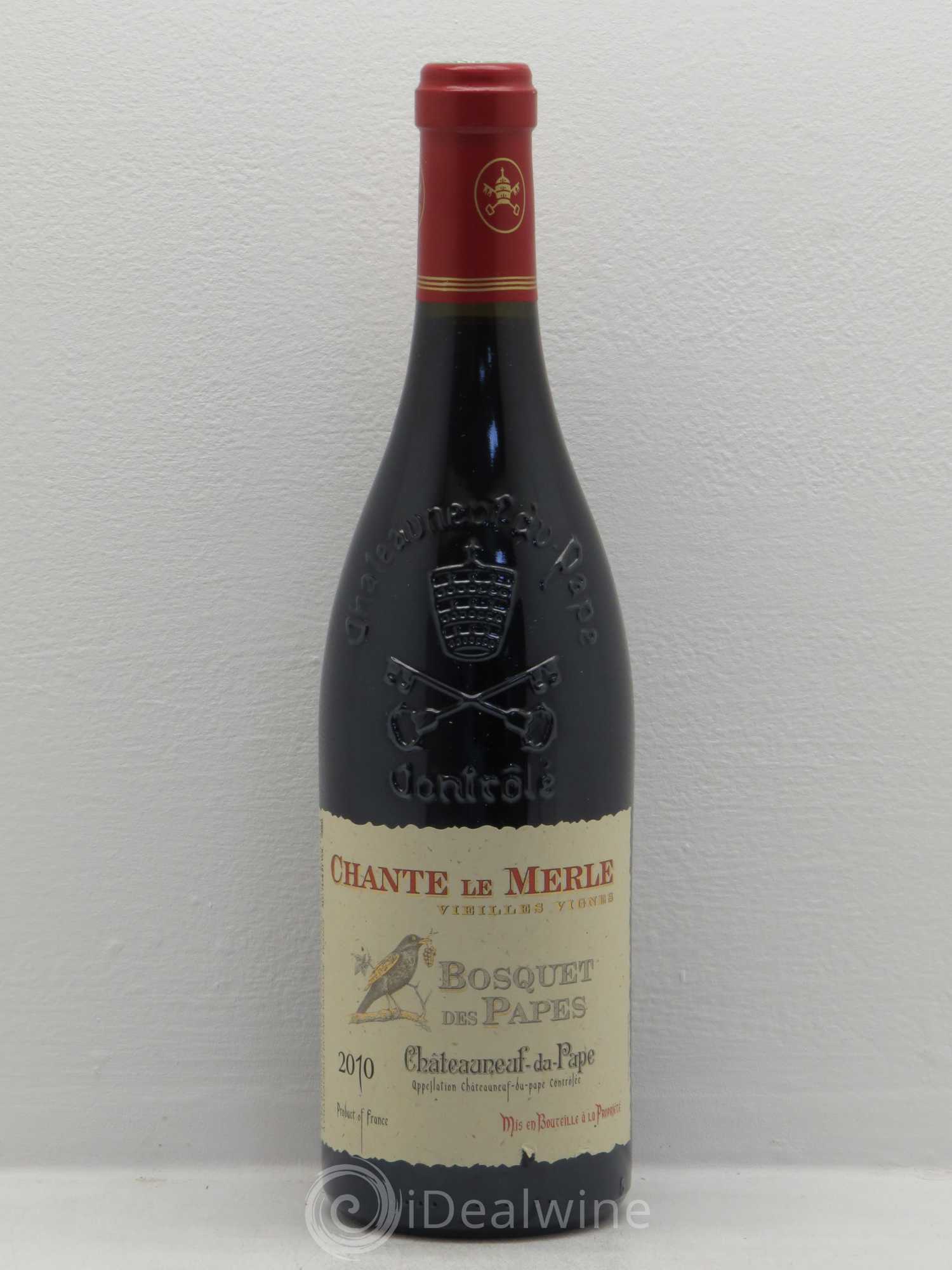 Châteauneuf-du-Pape Bosquet des Papes Chante Le Merle Vieilles Vignes Famille Boiron 2010 - Lot de 6 bouteilles - 0