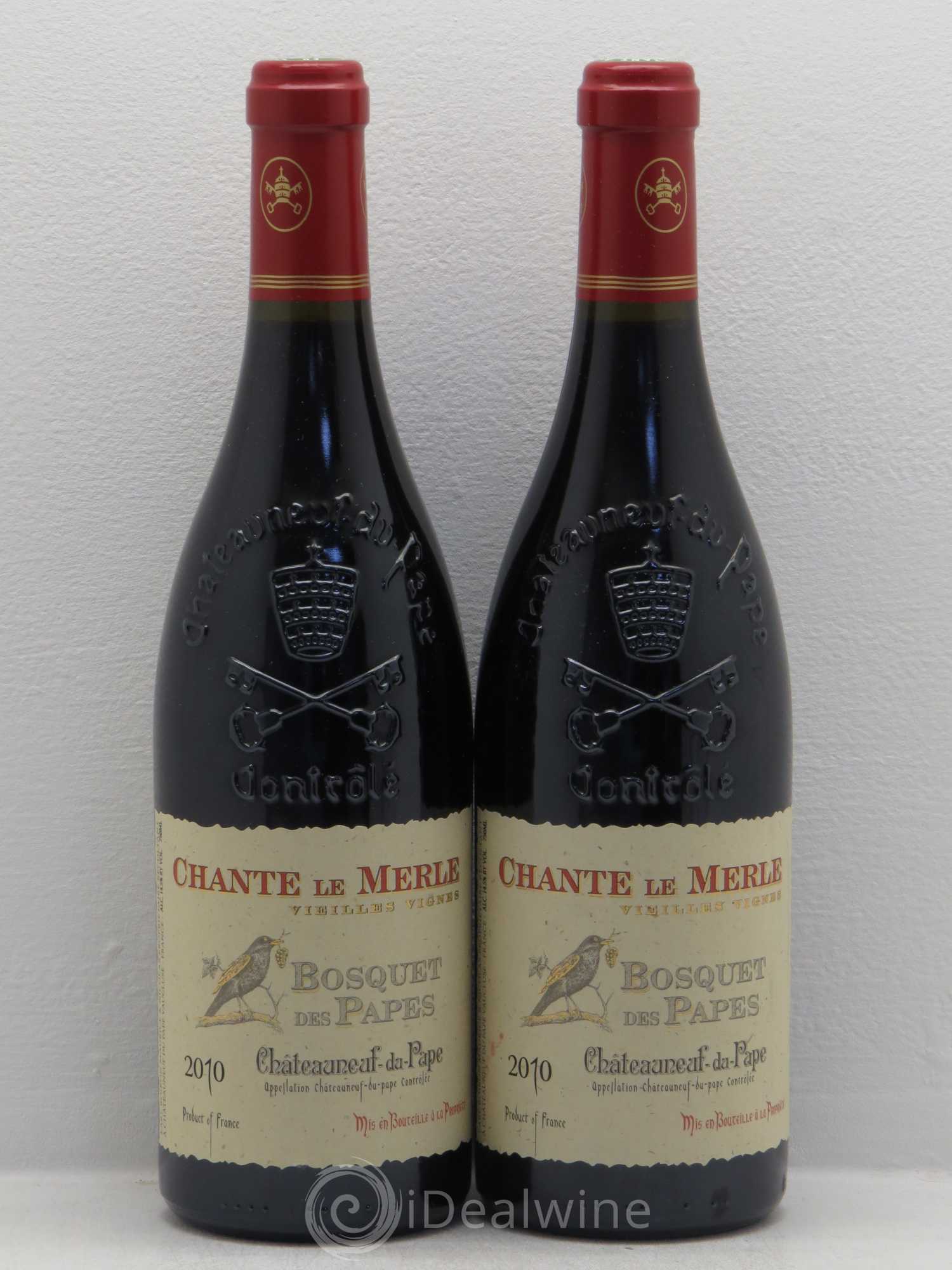 Châteauneuf-du-Pape Bosquet des Papes Chante Le Merle Vieilles Vignes Famille Boiron 2010 - Lot de 2 bouteilles - 0