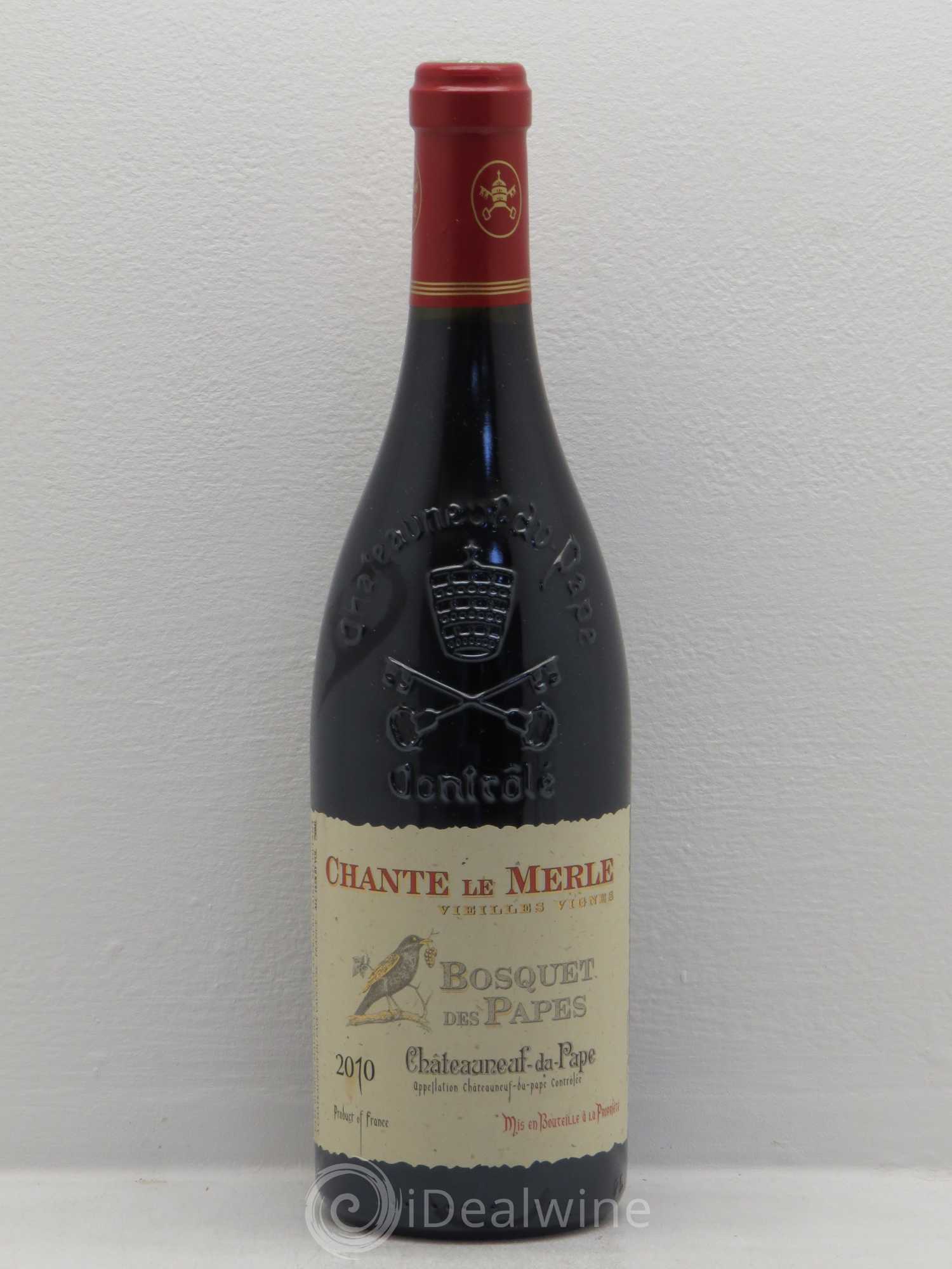 Châteauneuf-du-Pape Bosquet des Papes Chante Le Merle Vieilles Vignes Famille Boiron 2010 - Lot de 1 bouteille - 0