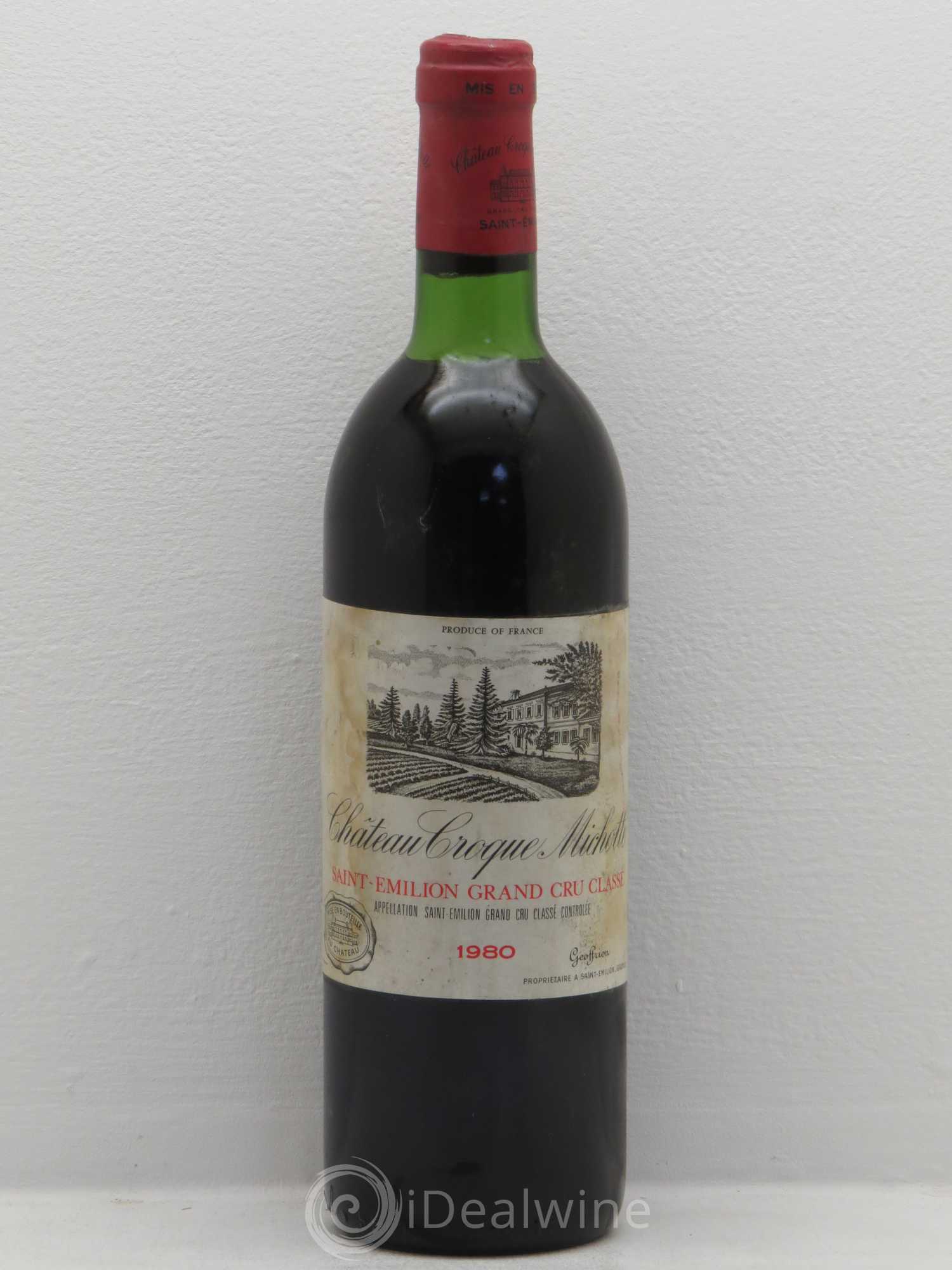 Château Croque Michotte 1980 - Lot de 1 bouteille - 0