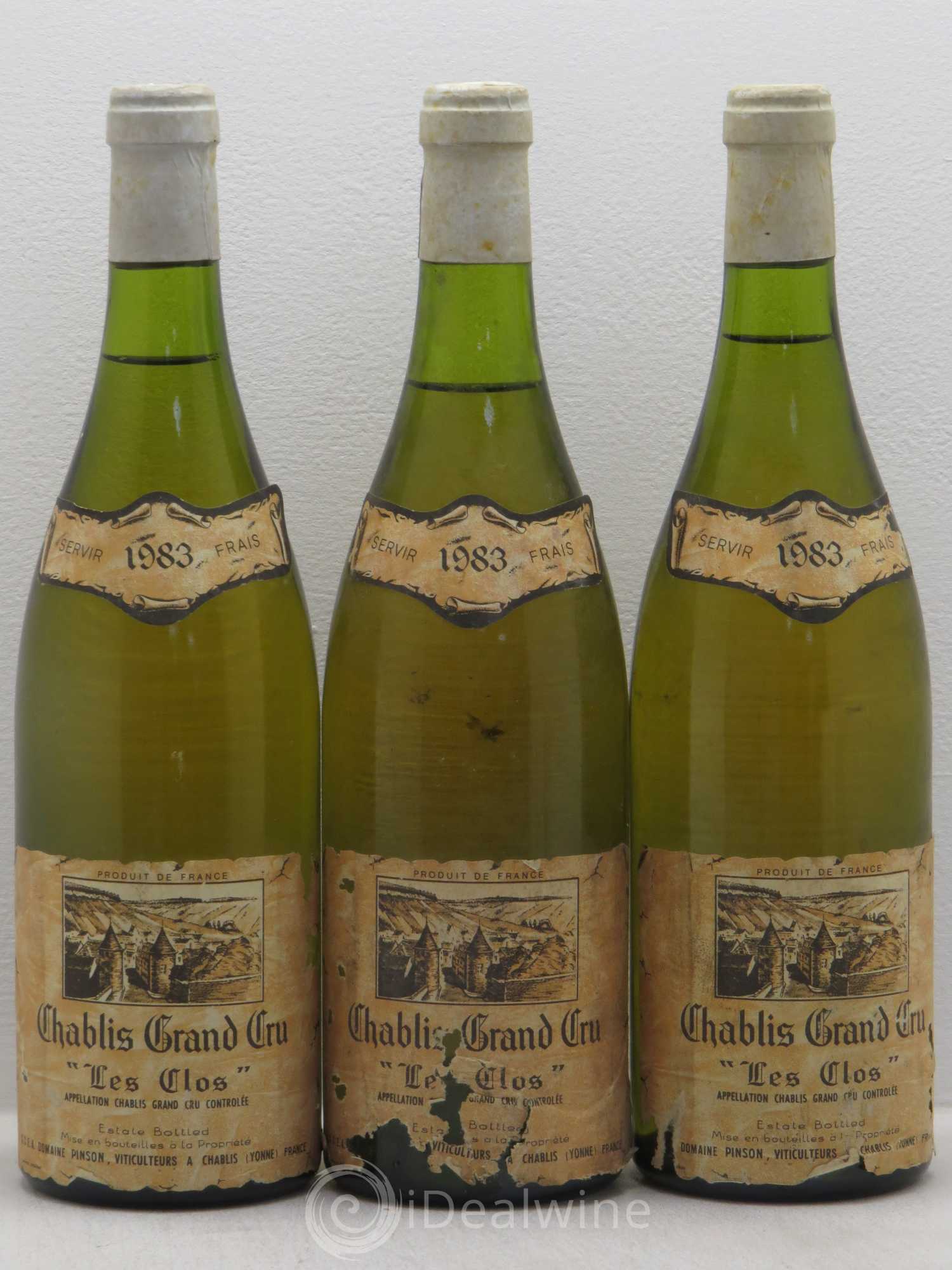 Chablis Grand Cru Les Clos Pinson 1983 - Posten von 3 Flaschen - 0