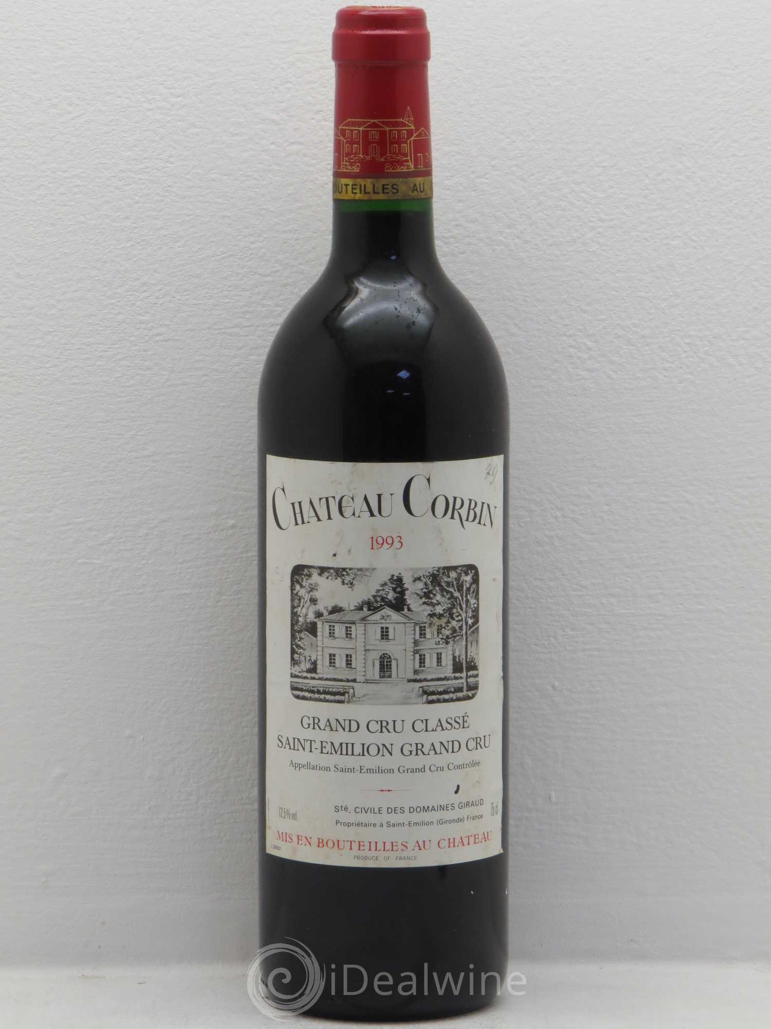 Château Corbin Grand Cru Classé 1993 - Lot de 1 bouteille - 0