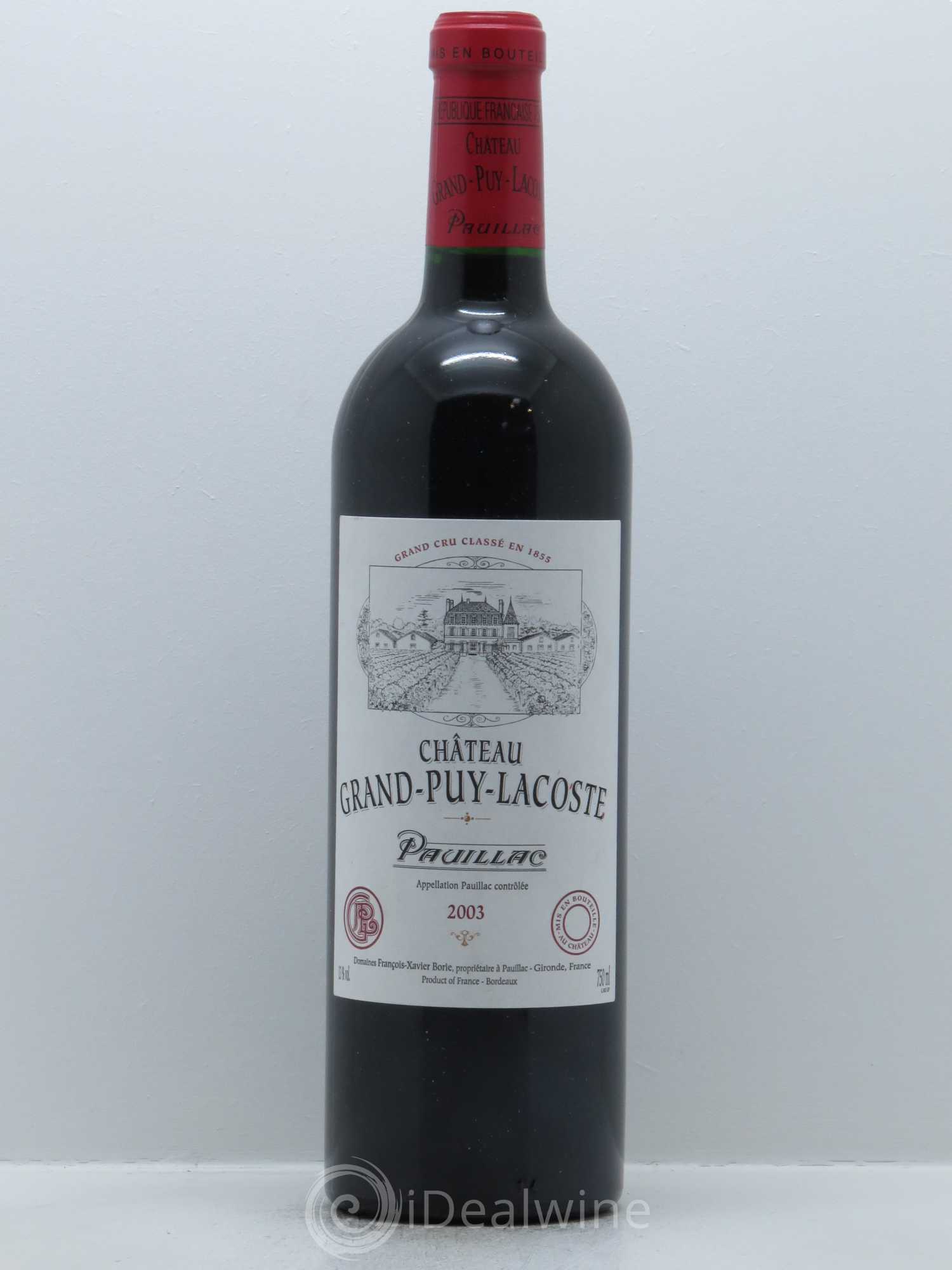 Château Grand Puy Lacoste 5ème Grand Cru Classé 2003 - Lot de 1 bouteille - 0
