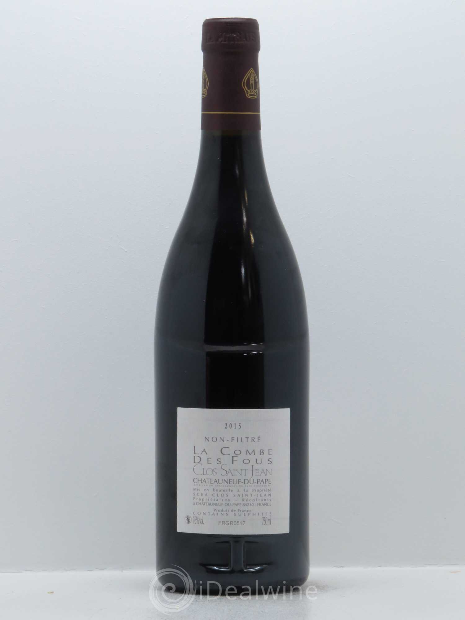 Châteauneuf-du-Pape Clos Saint-Jean La Combe des Fous Pascal et Vincent Maurel 2015 - Lot de 1 bouteille - 1