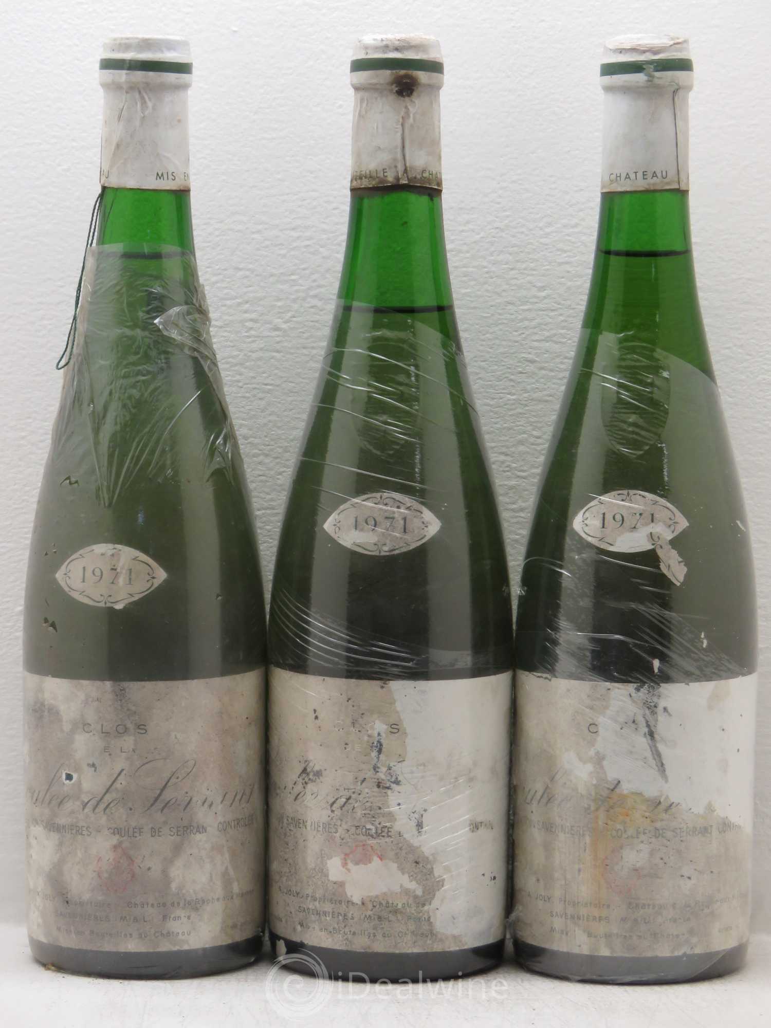 Savennières Clos de la Coulée de Serrant Vignobles de la Coulée de Serrant - Nicolas Joly 1971 - Lot de 3 bouteilles - 0