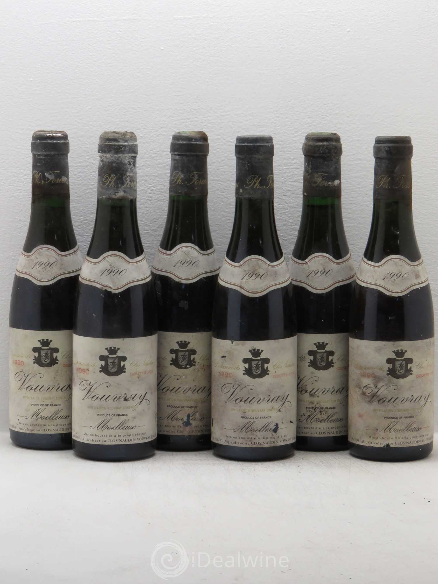 Vouvray Goutte d'Or Clos Naudin - Philippe Foreau 1990 - Posten von 6 Demi-Flaschen - 0