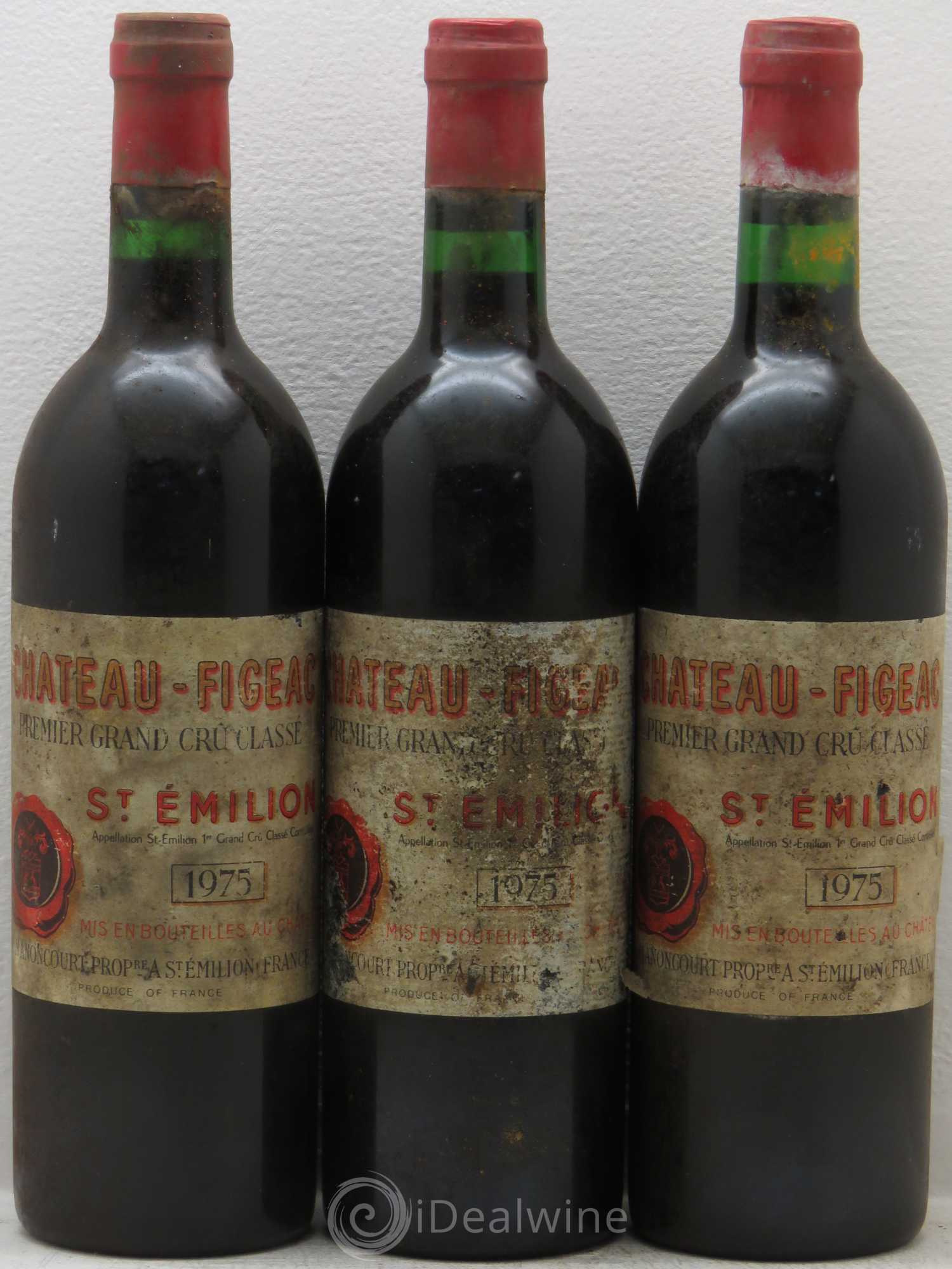Château Figeac 1er Grand Cru Classé A 1975 - Lot de 3 bouteilles - 0