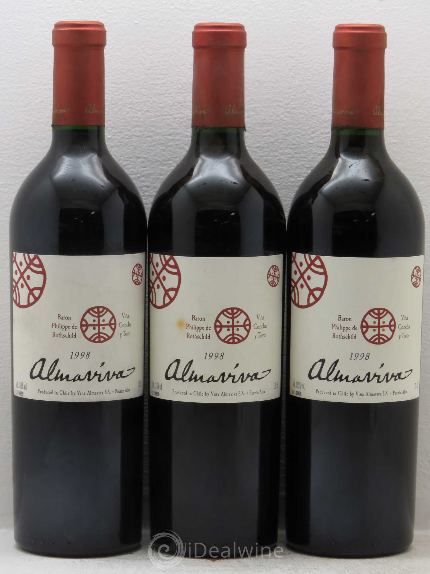 Chili Almaviva Baron P. de Rothschild Concha y Toro 1998 - Lot de 3 bouteilles - 0