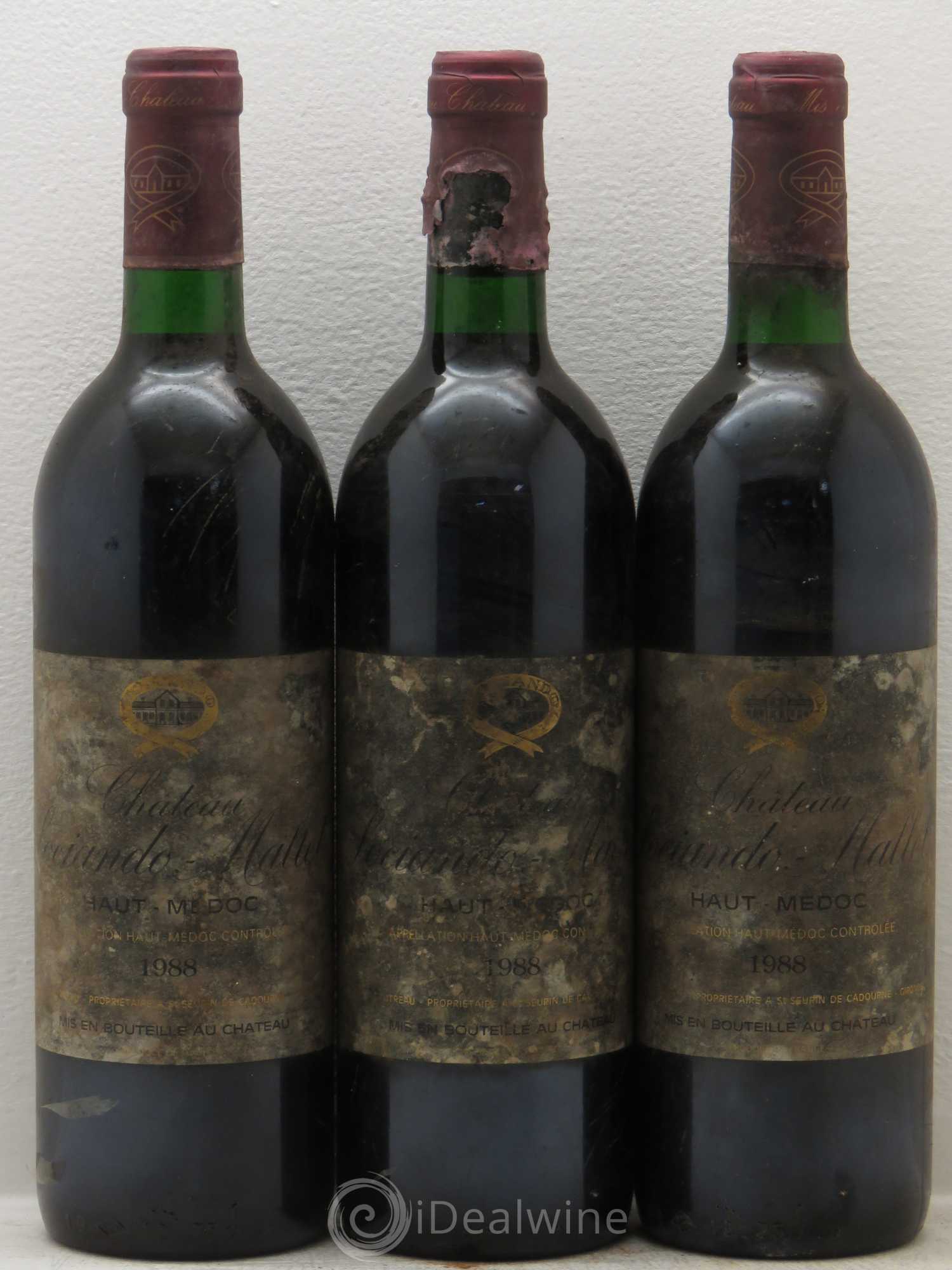Château Sociando Mallet 1988 - Lot de 3 bouteilles - 0