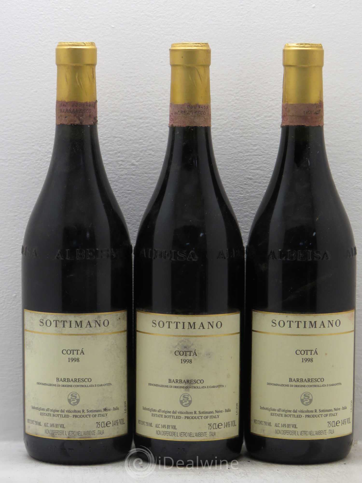 Barbaresco DOCG Cotta Settimano 1998 - Posten von 3 Flaschen - 0