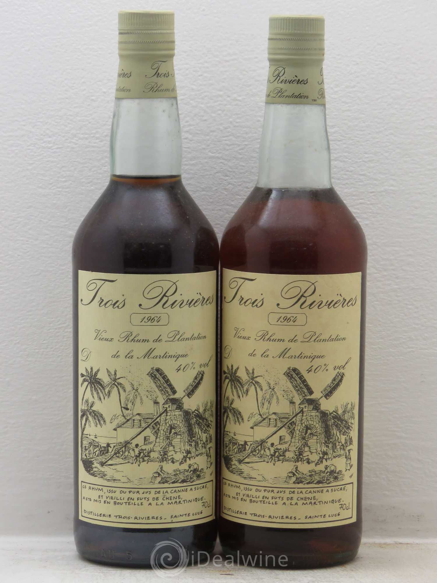 Rhum 3 Rivières Martinique 40% 1964 - Lotto di 2 bottiglie - 0