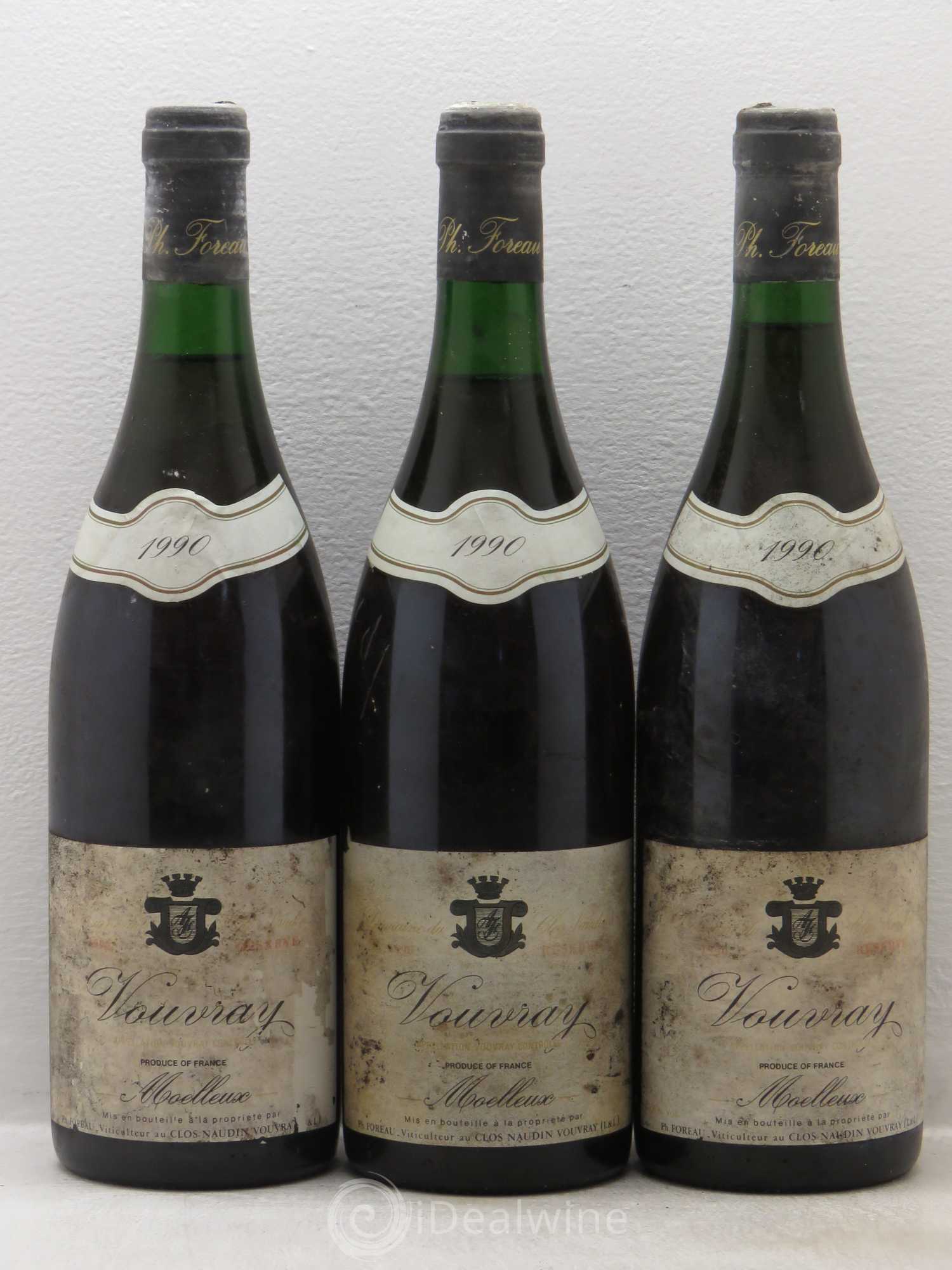 Vouvray Moelleux Réserve Clos Naudin - Philippe Foreau 1990 - Lotto di 3 bottiglie - 0