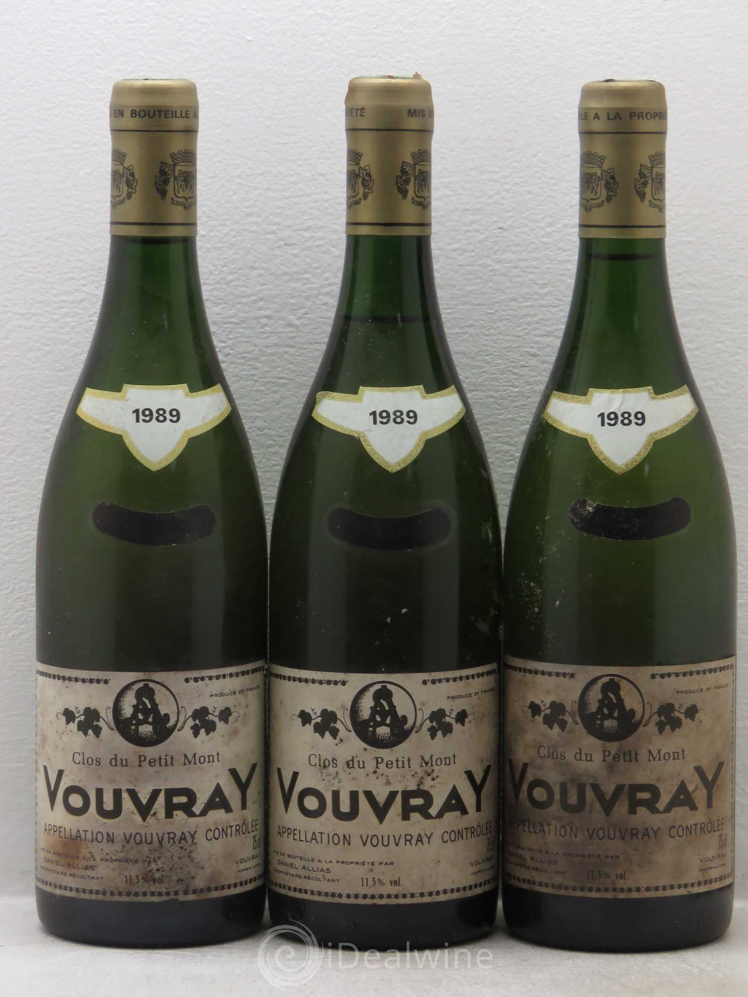 Vouvray Clos du petit mont Allias réserve 1989 - Lotto di 3 bottiglie - 0