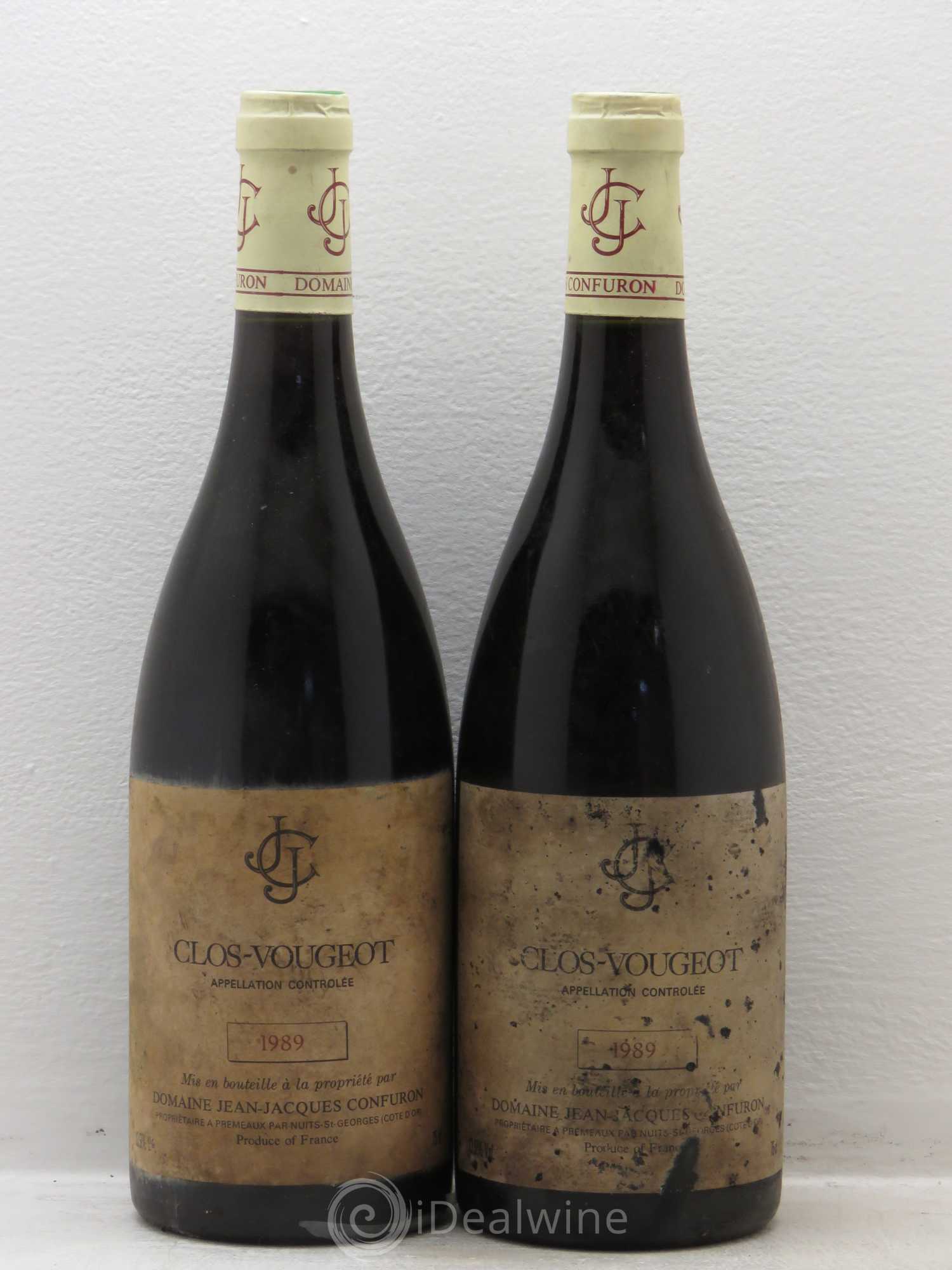 Clos de Vougeot Grand Cru Jean-Jacques Confuron 1989 - Lot de 2 bouteilles - 0