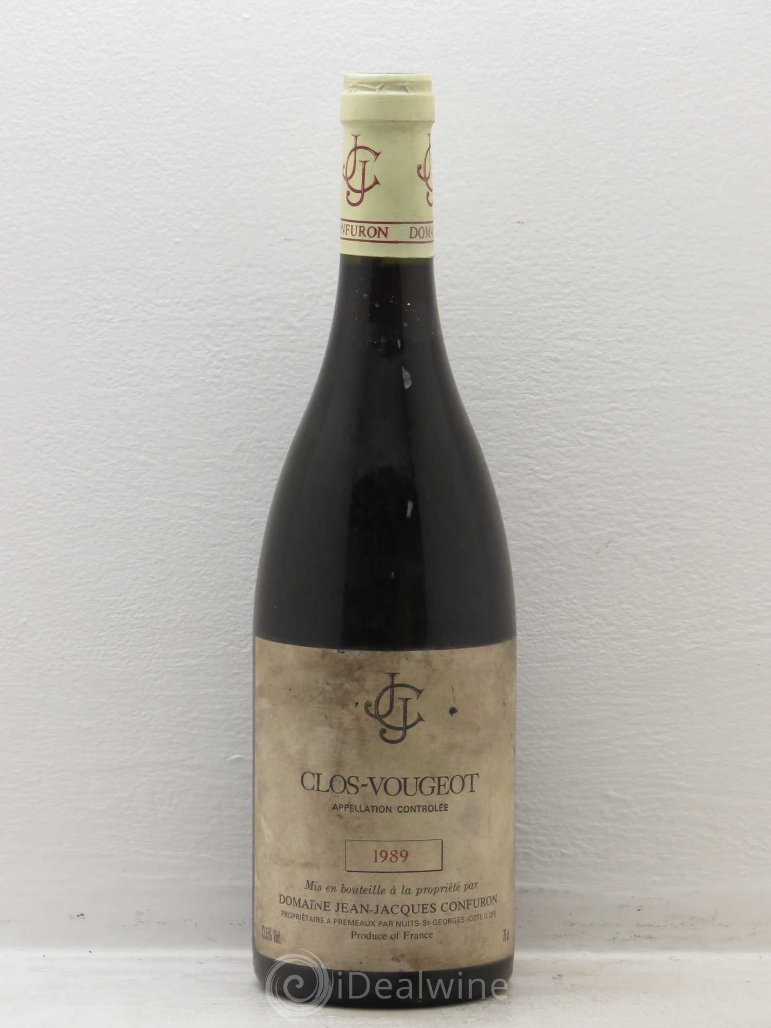 Clos de Vougeot Grand Cru Jean-Jacques Confuron 1989 - Lot de 1 bouteille - 0