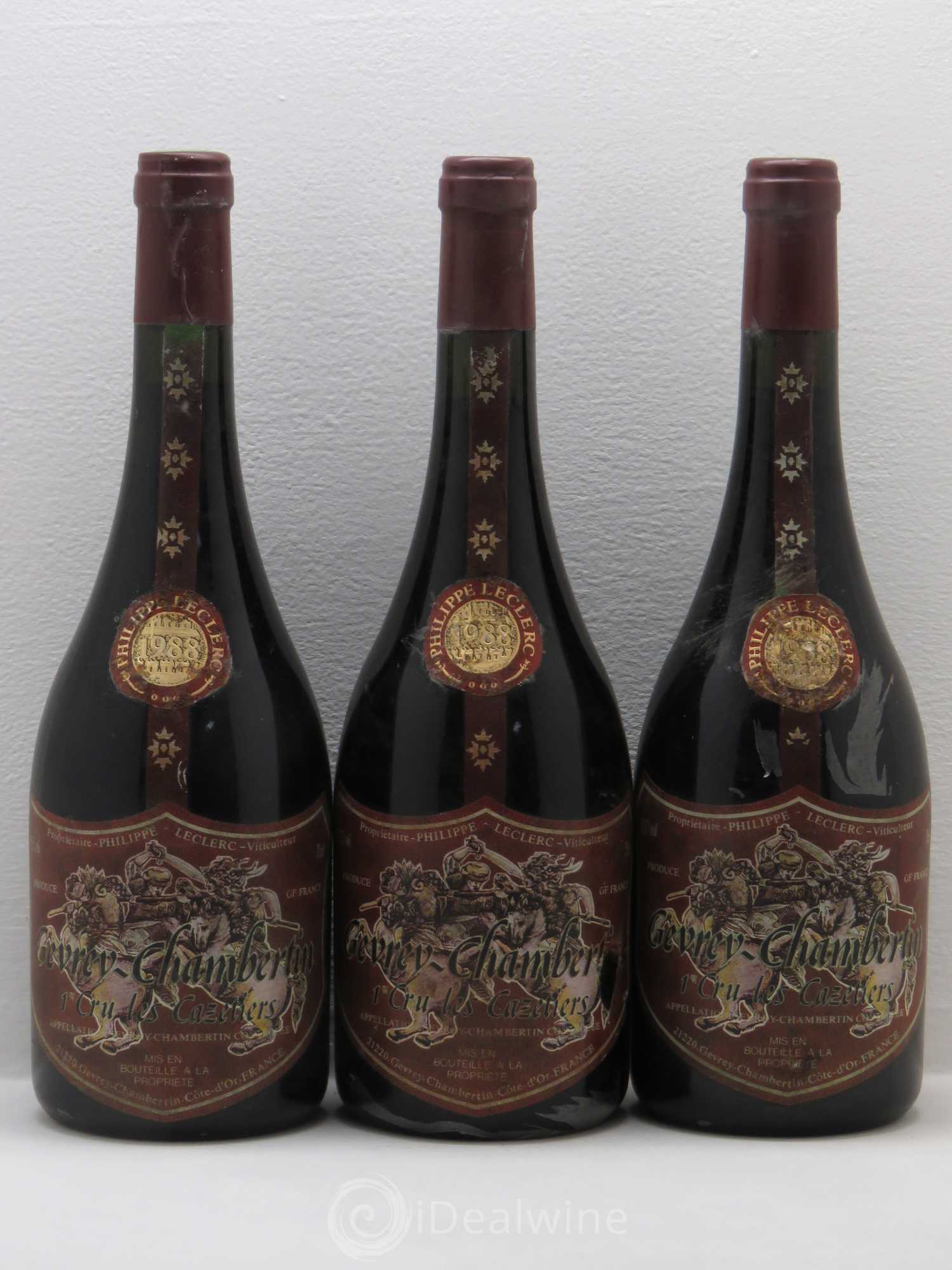 Gevrey-Chambertin 1er Cru Domaine Leclerc 1988 - Lot de 3 bouteilles - 0