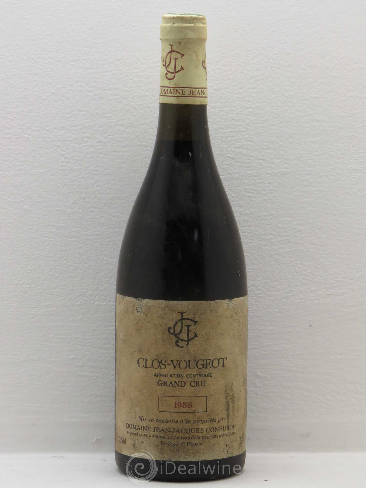Clos de Vougeot Grand Cru Jean-Jacques Confuron 1988 - Lot de 1 bouteille - 0