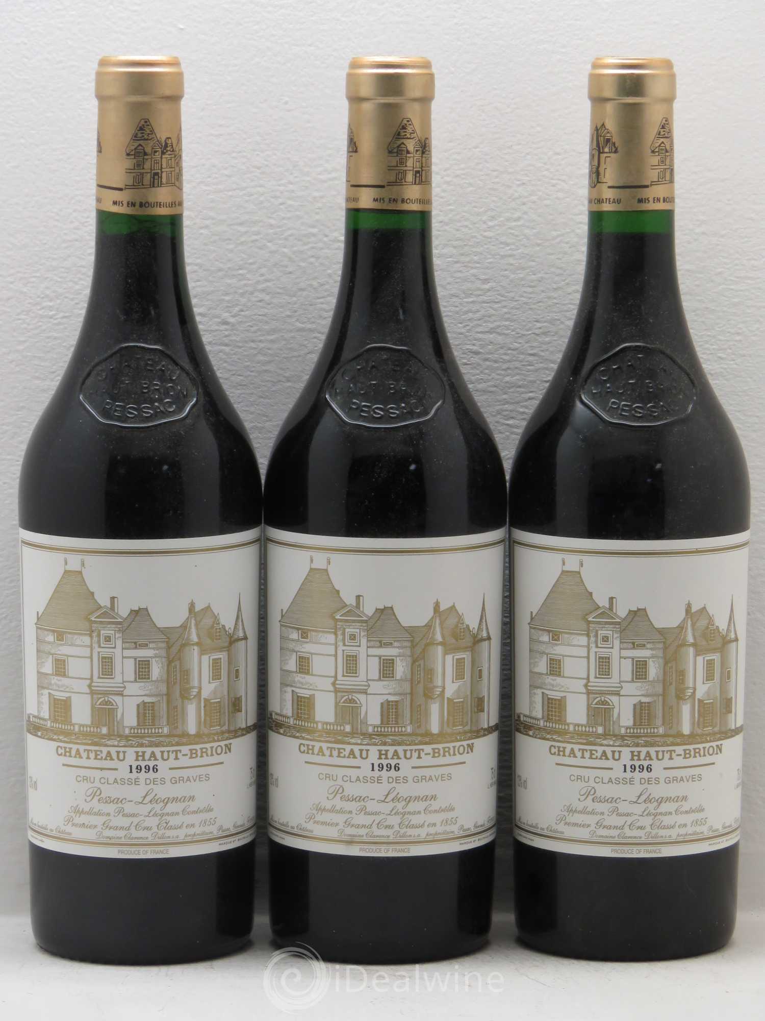 Château Haut Brion 1er Grand Cru Classé 1996 - Lot de 3 bouteilles - 0