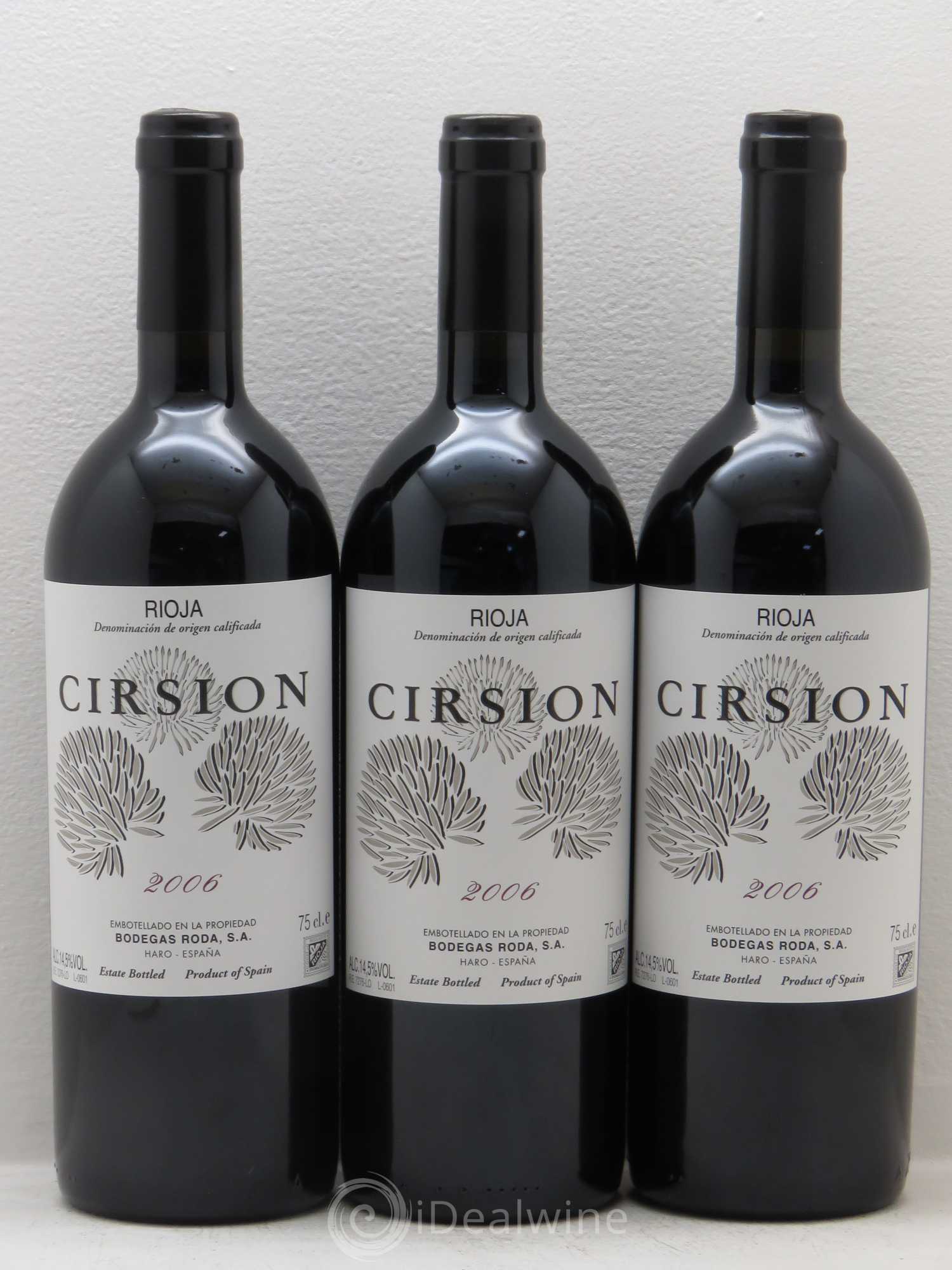 Rioja DOCA Bodegas Roda Cirsion 2006 - Lot of 3 bottles - 0