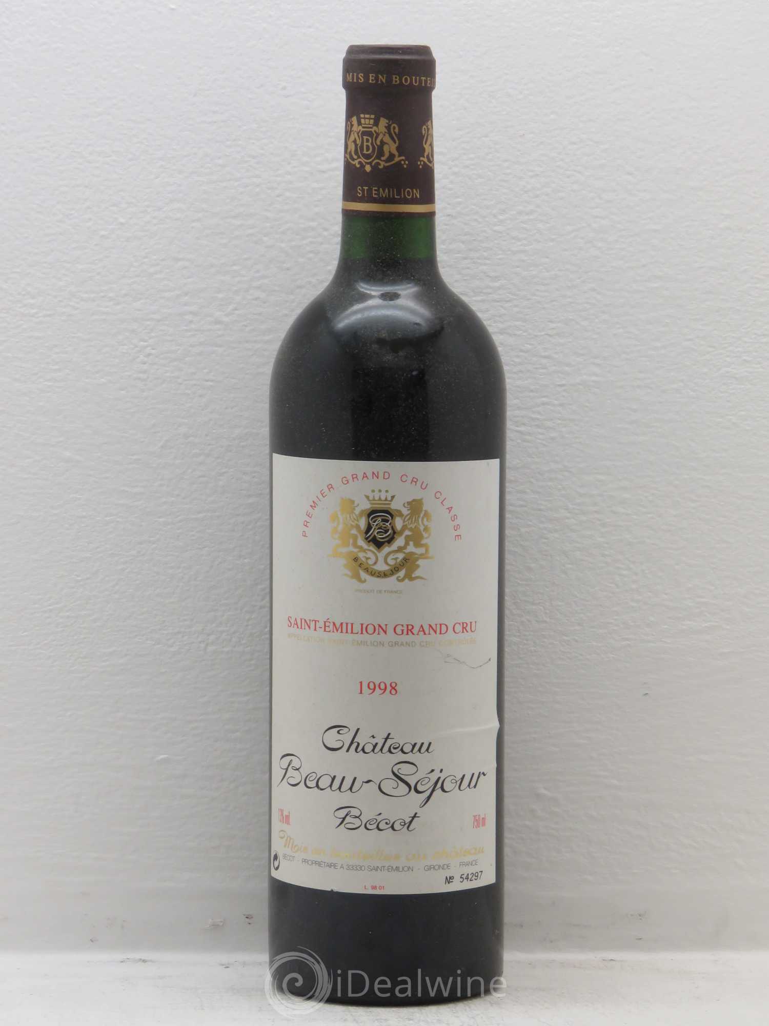 Château Beau-Séjour Bécot 1er Grand Cru Classé B 1998 - Lotto di 12 bottiglie - 0