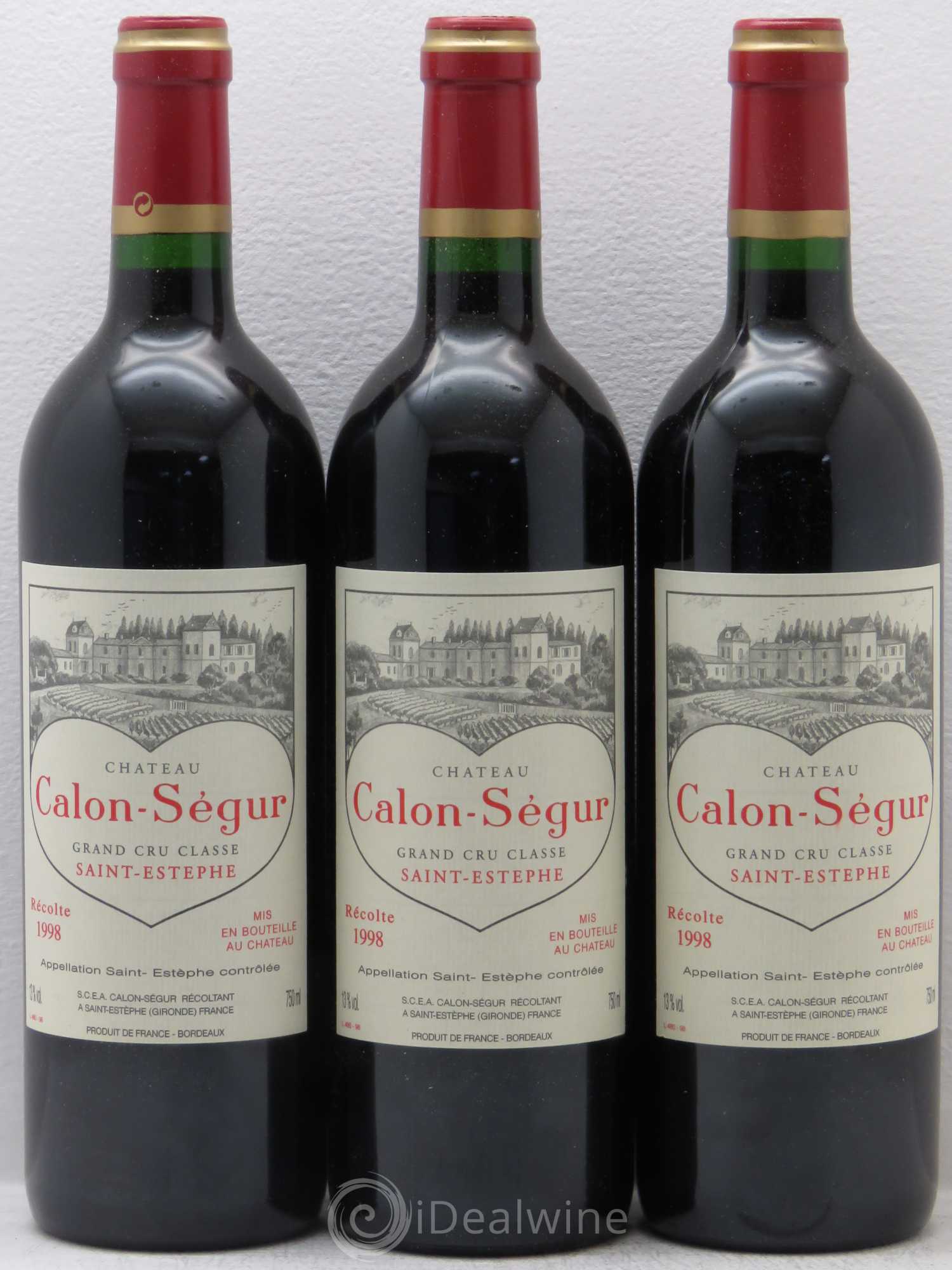 Château Calon Ségur 3ème Grand Cru Classé 1998 - Lot de 3 bouteilles - 0