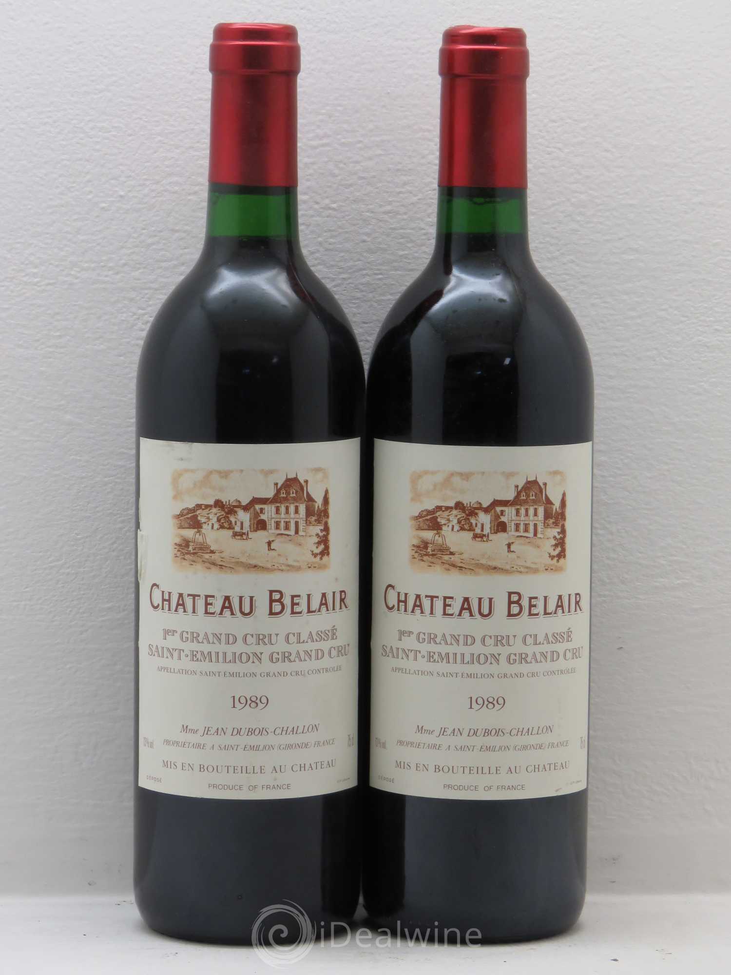 Château Belair (Belair-Monange) 1er Grand Cru Classé B 1989 - Lot de 2 bouteilles - 0