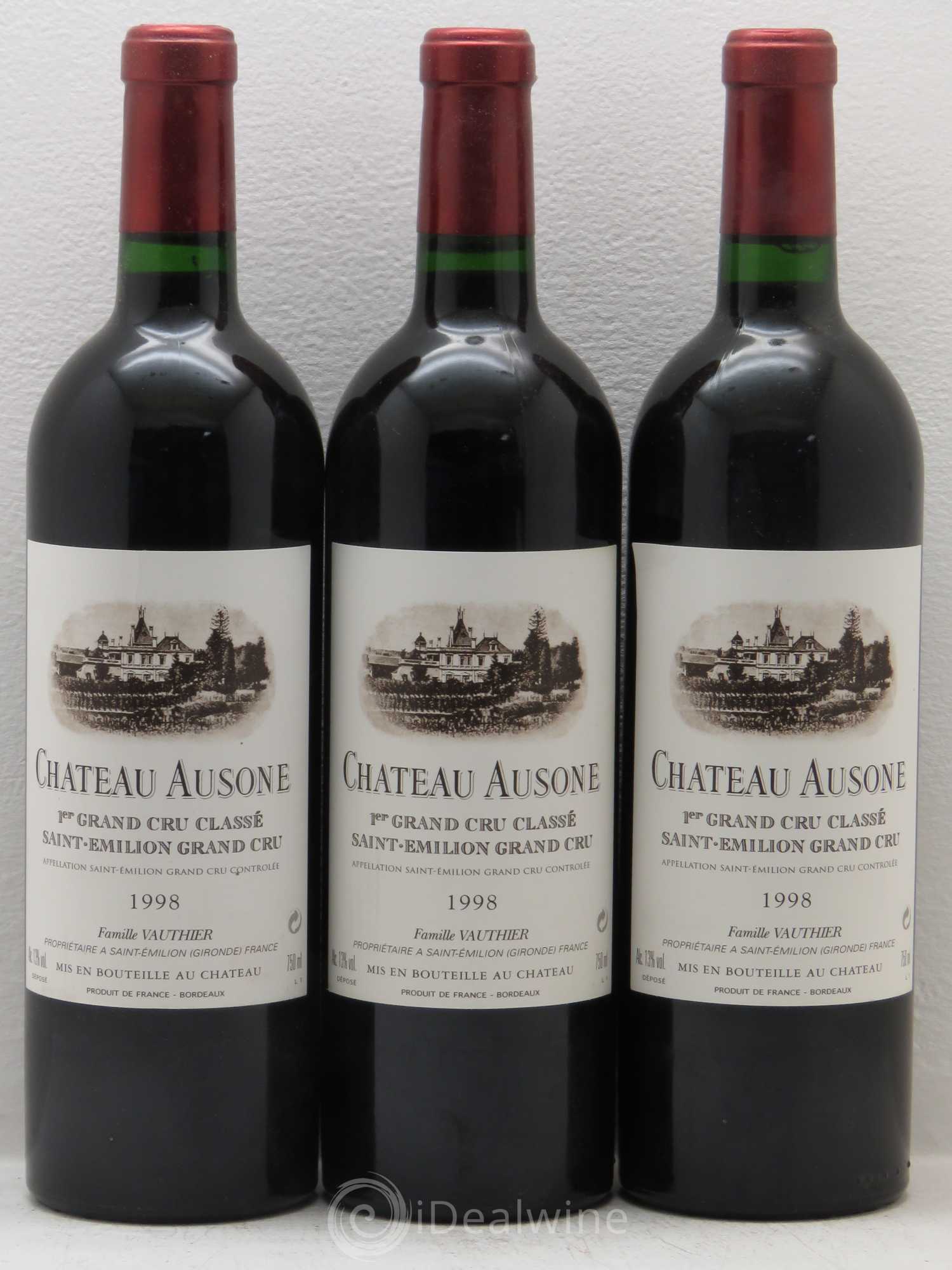 Château Ausone 1er Grand Cru Classé A 1998 - Lot de 3 bouteilles - 0