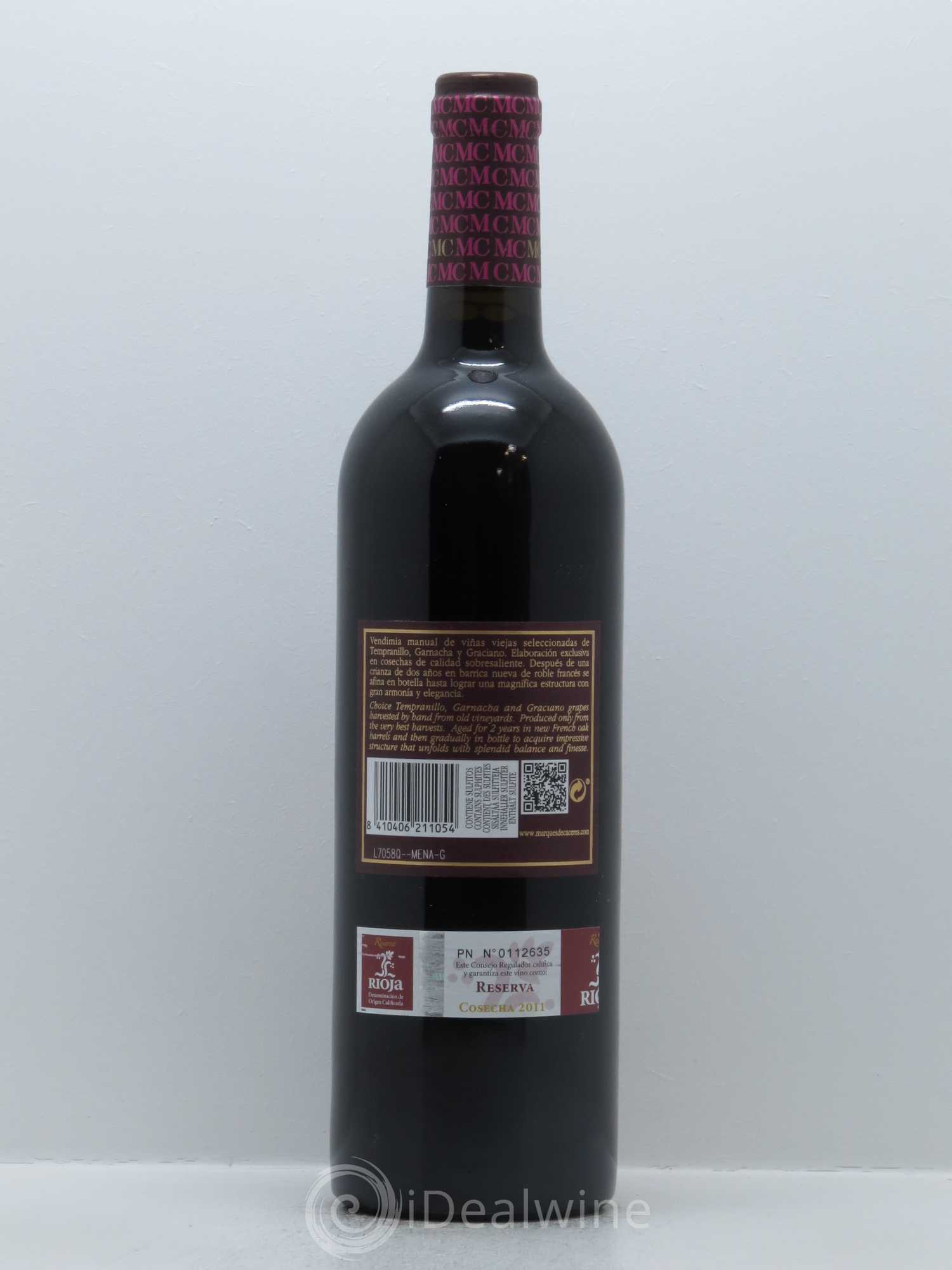 Rioja DOCA Reserva Marquès de Caceres 2011 - Lot de 1 bouteille - 1