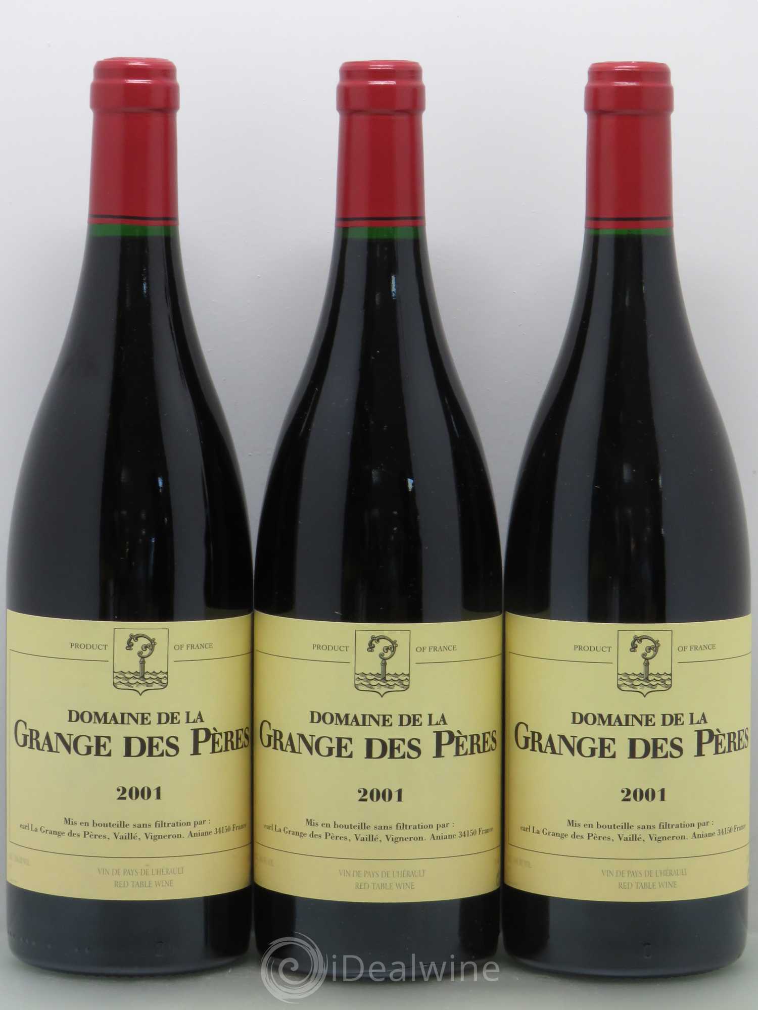 Pays d'Hérault Grange des Pères Laurent Vaillé 2001 - Lot de 3 bouteilles - 0