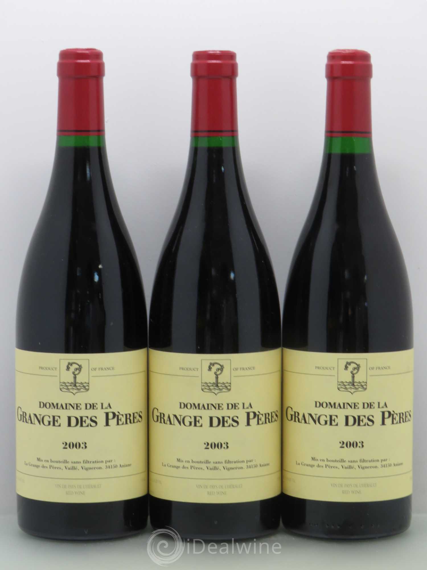 Pays d'Hérault Grange des Pères Laurent Vaillé 2003 - Lot de 3 bouteilles - 0