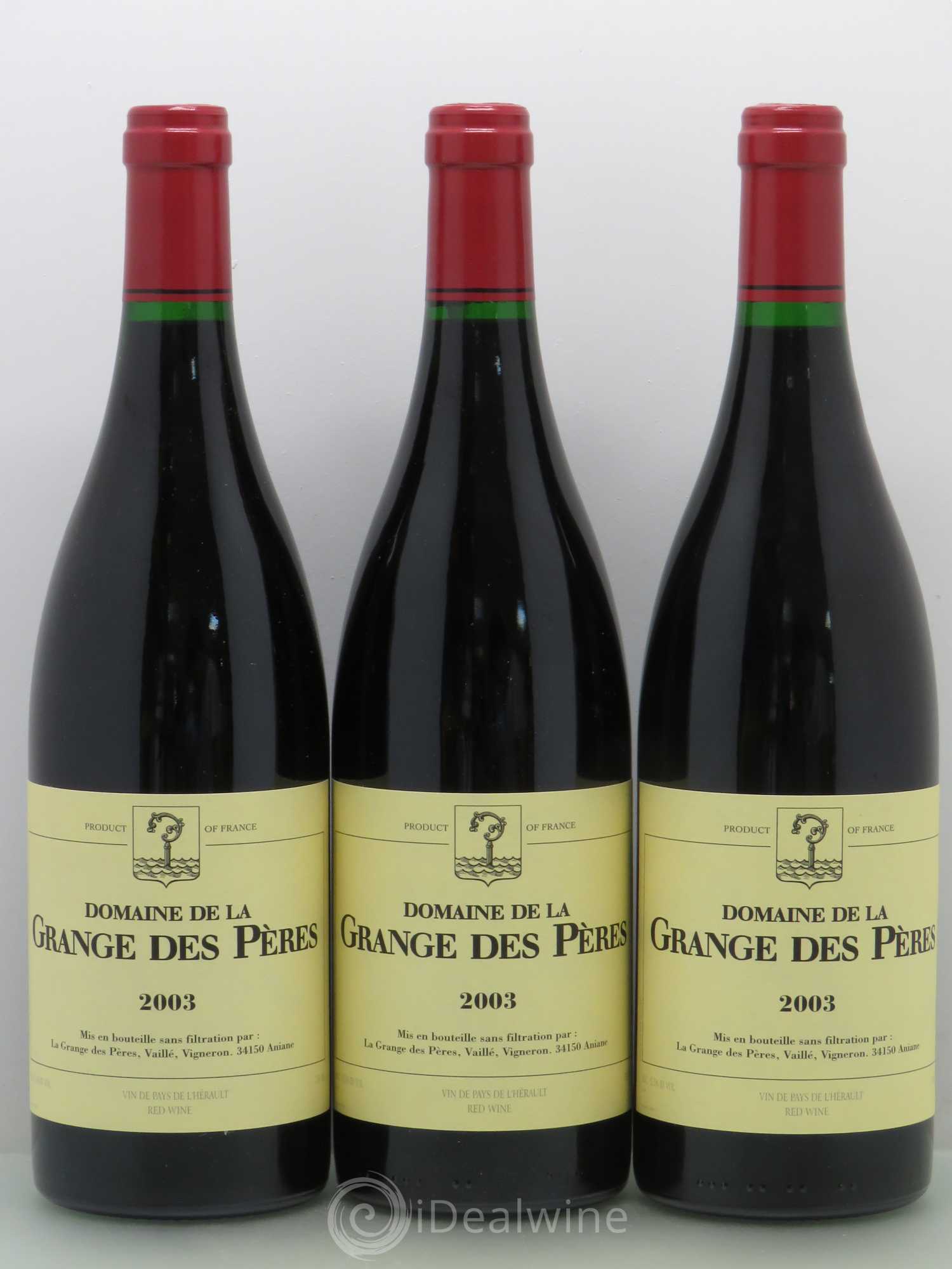 Pays d'Hérault Grange des Pères Laurent Vaillé 2003 - Lot de 3 bouteilles - 0