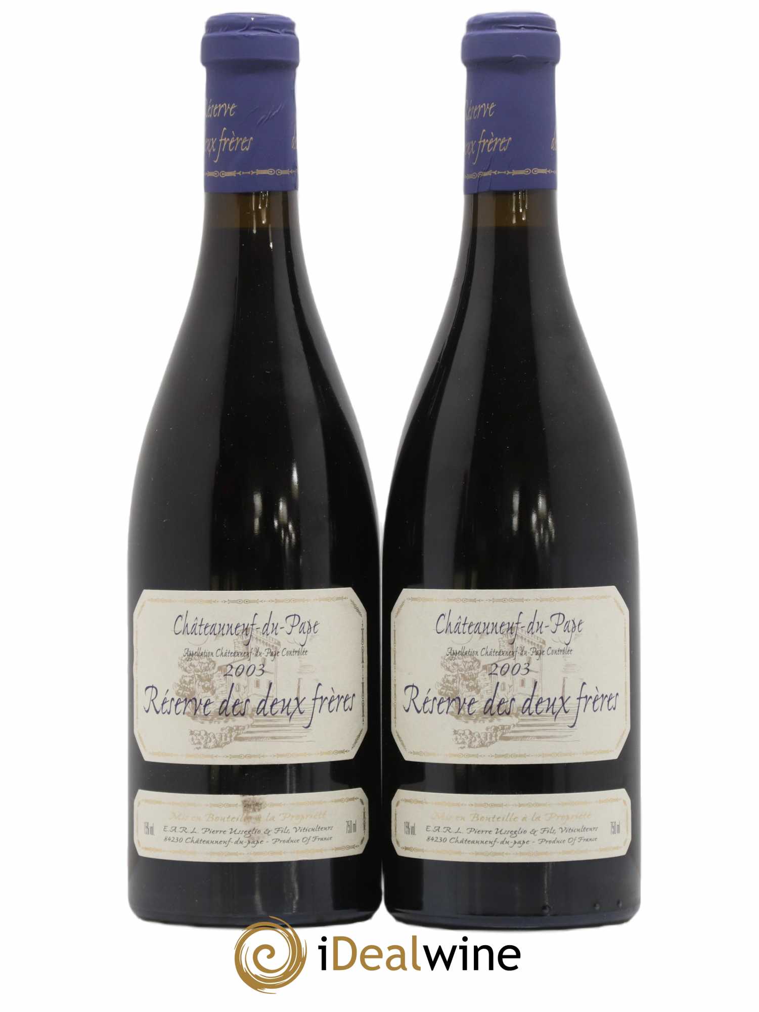 Châteauneuf-du-Pape Réserve des 2 frères Pierre Usseglio & Fils 2003 - Lot de 2 bouteilles - 0