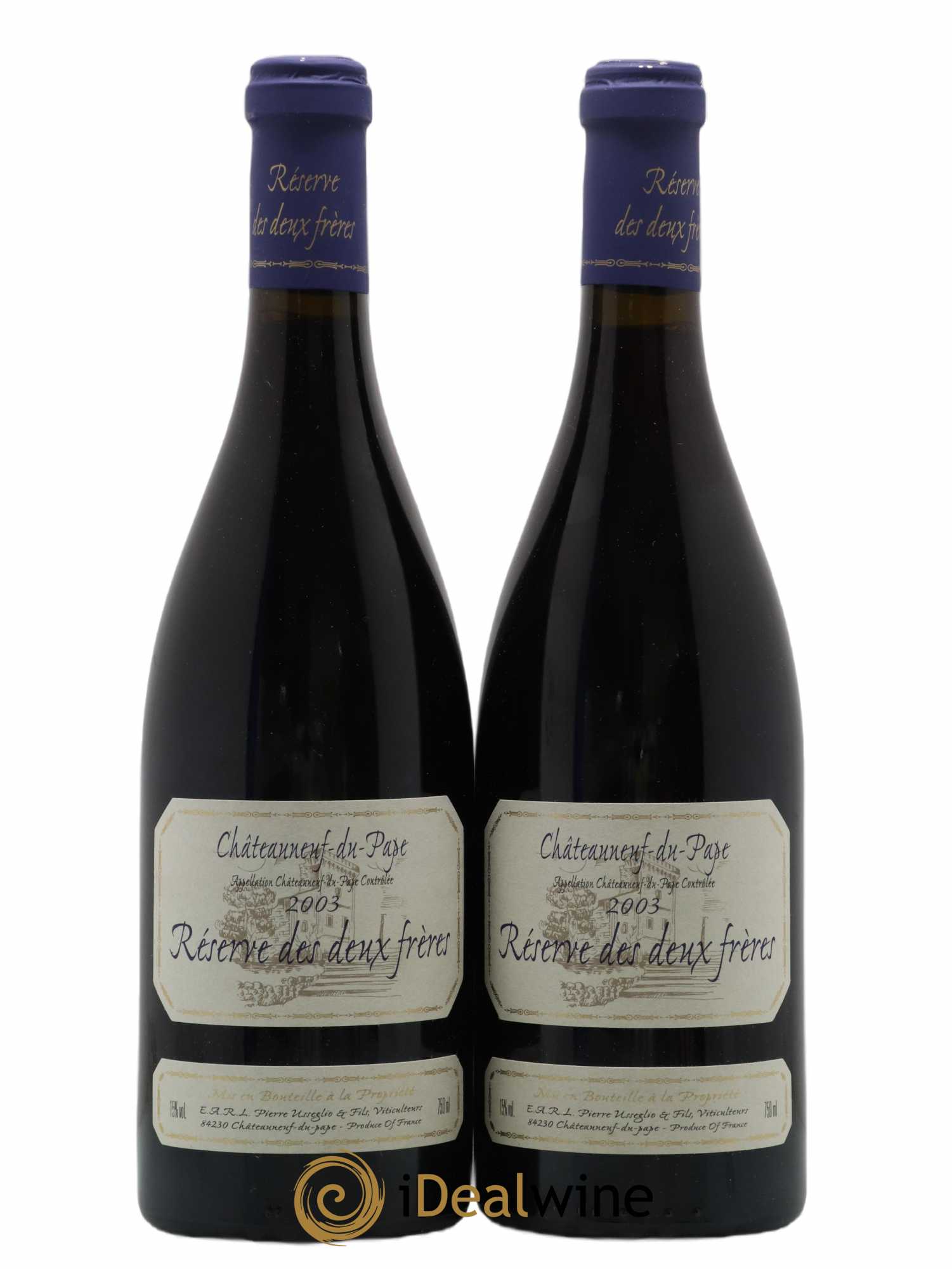 Châteauneuf-du-Pape Réserve des 2 frères Pierre Usseglio & Fils 2003 - Lot de 2 bouteilles - 0