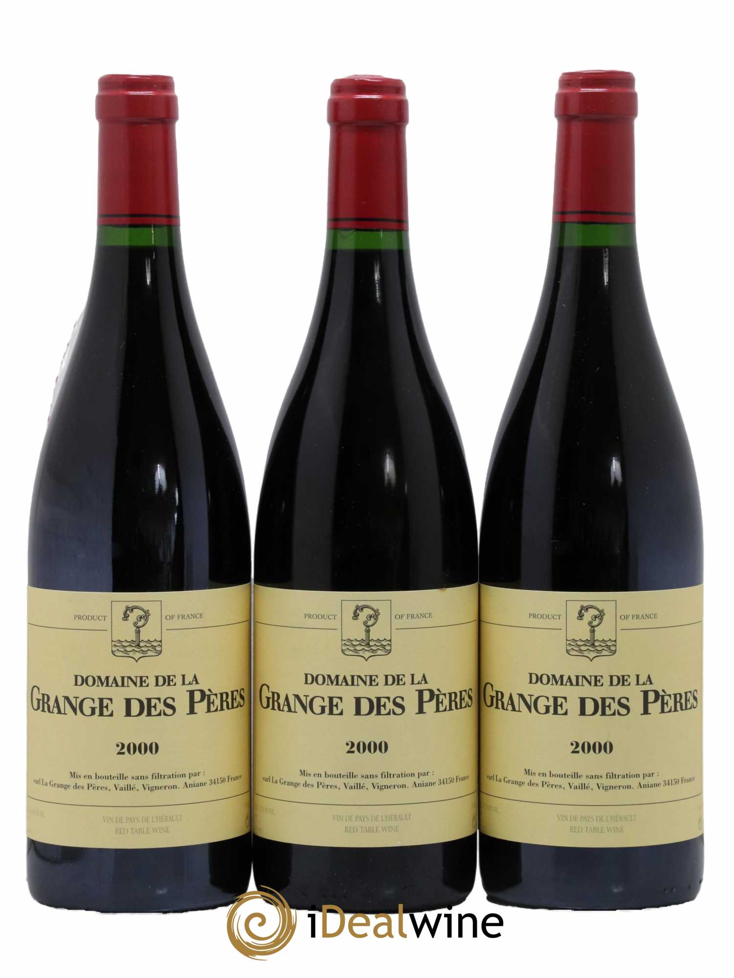Pays d'Hérault Grange des Pères Laurent Vaillé 2000 - Lot de 3 bouteilles - 0