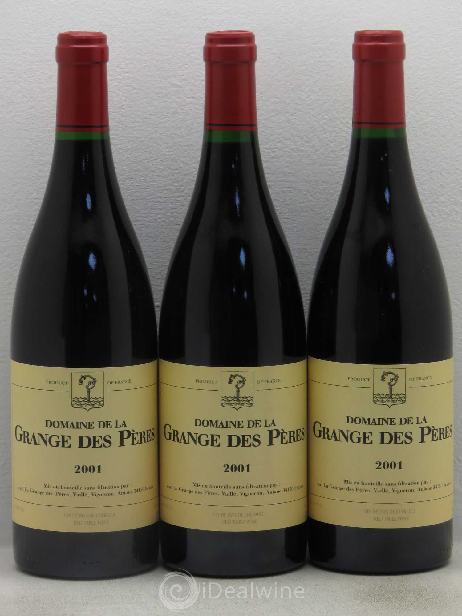 Pays d'Hérault Grange des Pères Laurent Vaillé 2001 - Lot de 3 bouteilles - 0