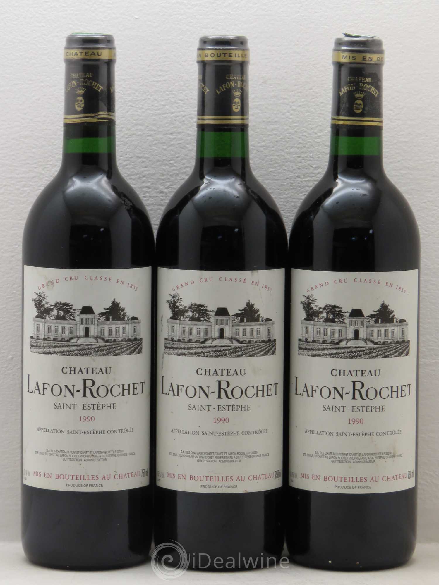 Château Lafon Rochet 4ème Grand Cru Classé 1990 - Lot de 3 bouteilles - 0